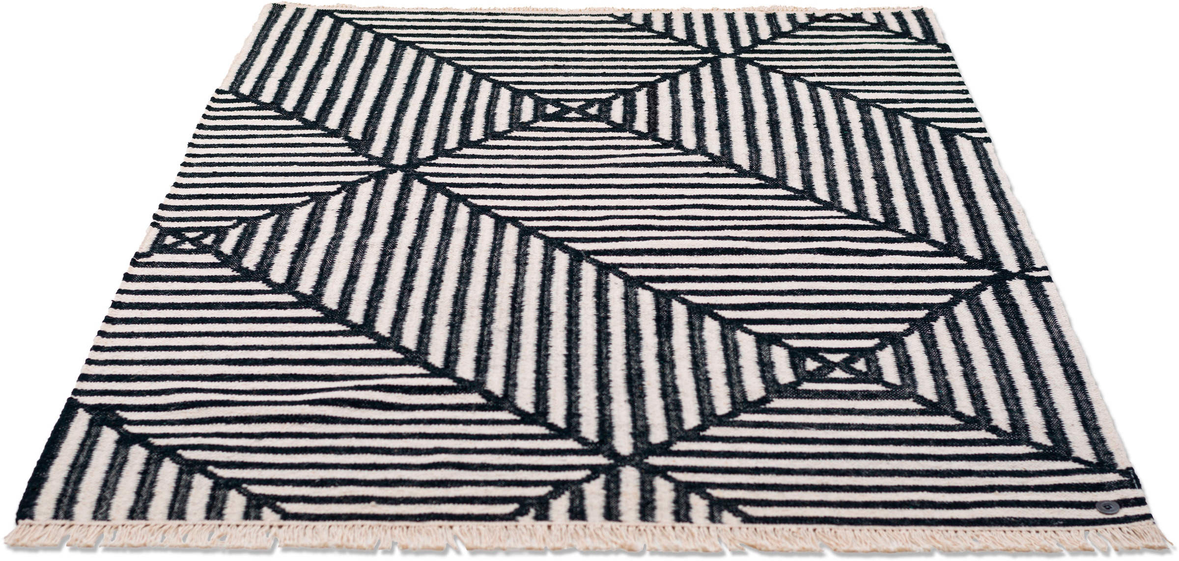 Teppich »Criss Cross«, rechteckig, handgewebt, mit Fransen, Boho-Style