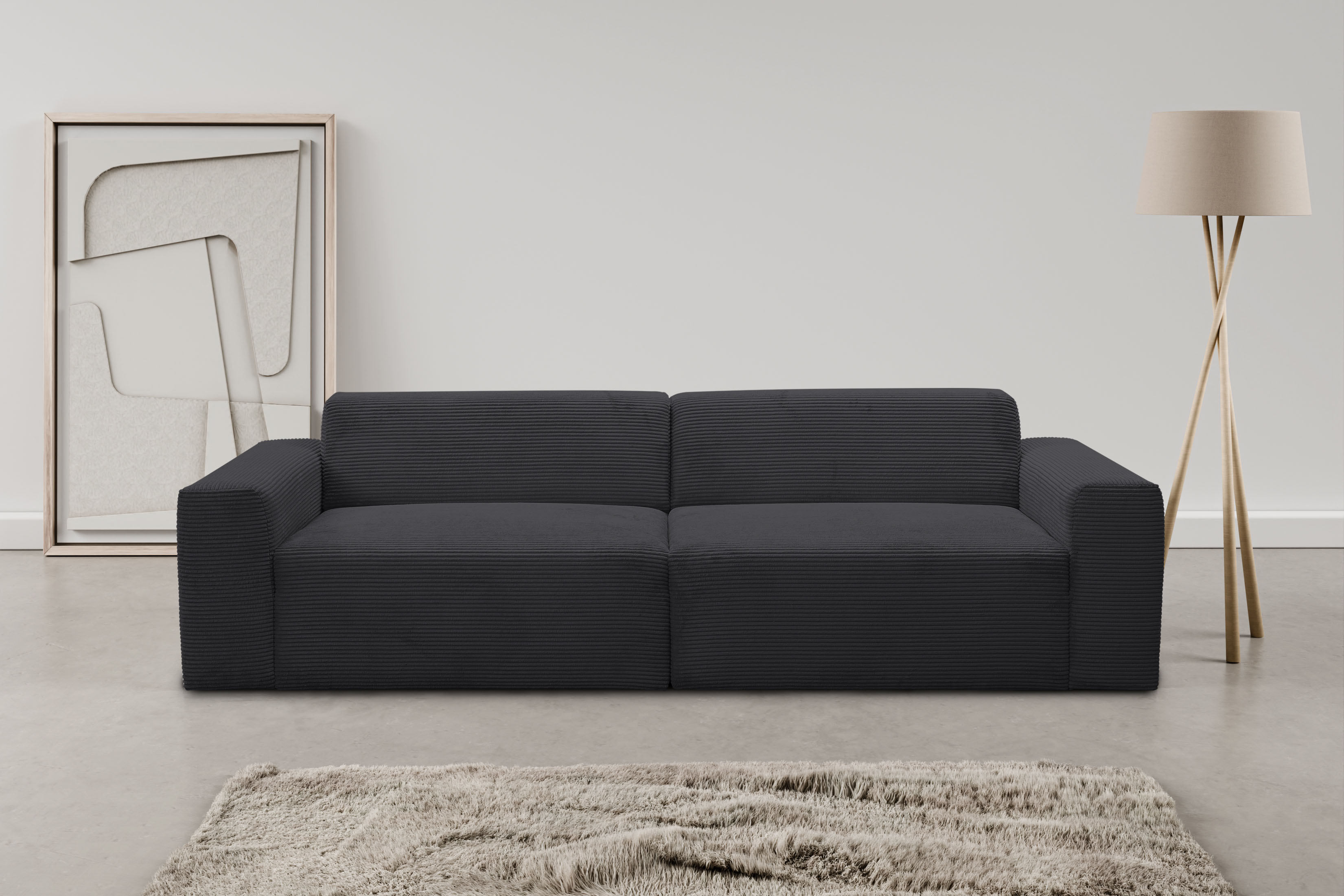 WERK2 Sofa "Zeus 3-Sitzer 256 cm breit, 105 cm tief, Big-Sofa, modern & bequem" Curvy Trend 3-Sitzer mit urbaner Optik
