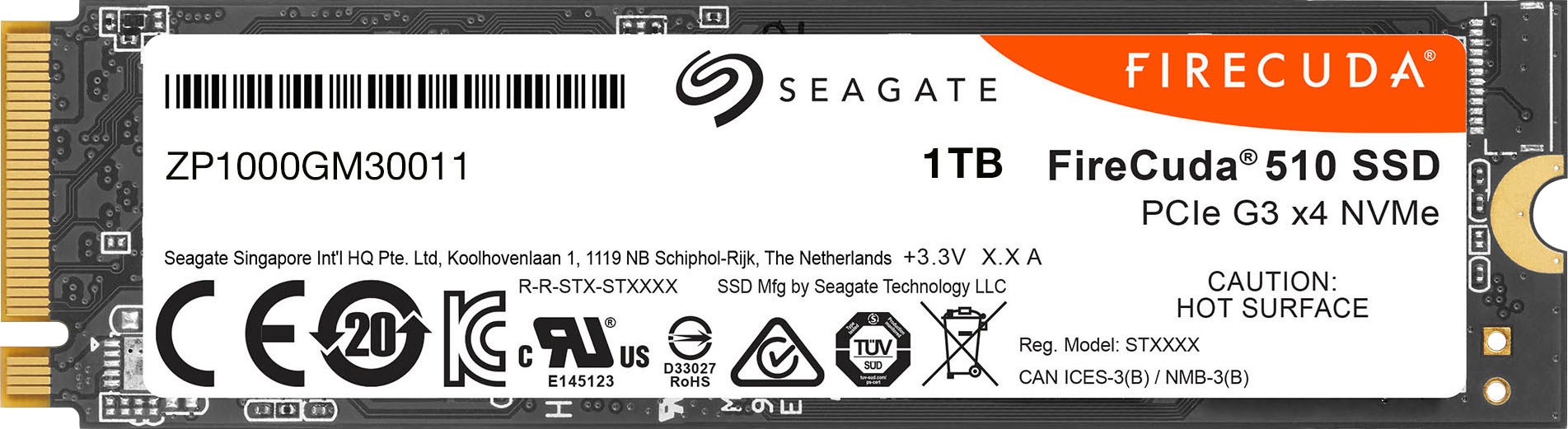 Seagate interne SSD »FireCuda 510«, Anschluss M.2 PCIe 3.0, Inklusive 3 Jahre Rescue Data Recovery Services