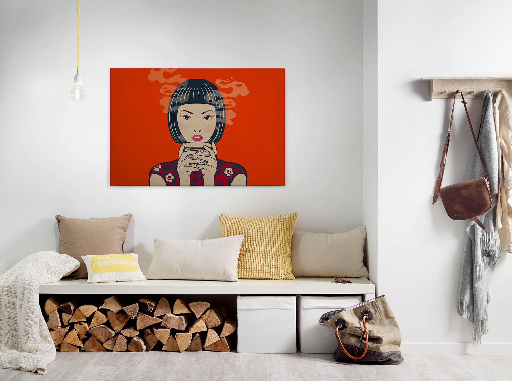 A.S. Création Leinwandbild "akari" Gemälde Kunst 1 Stk. tlg. Keilrahmen Bild Asiatisch Frau Leinwand-Bild Wohnzimmer modern Kinder