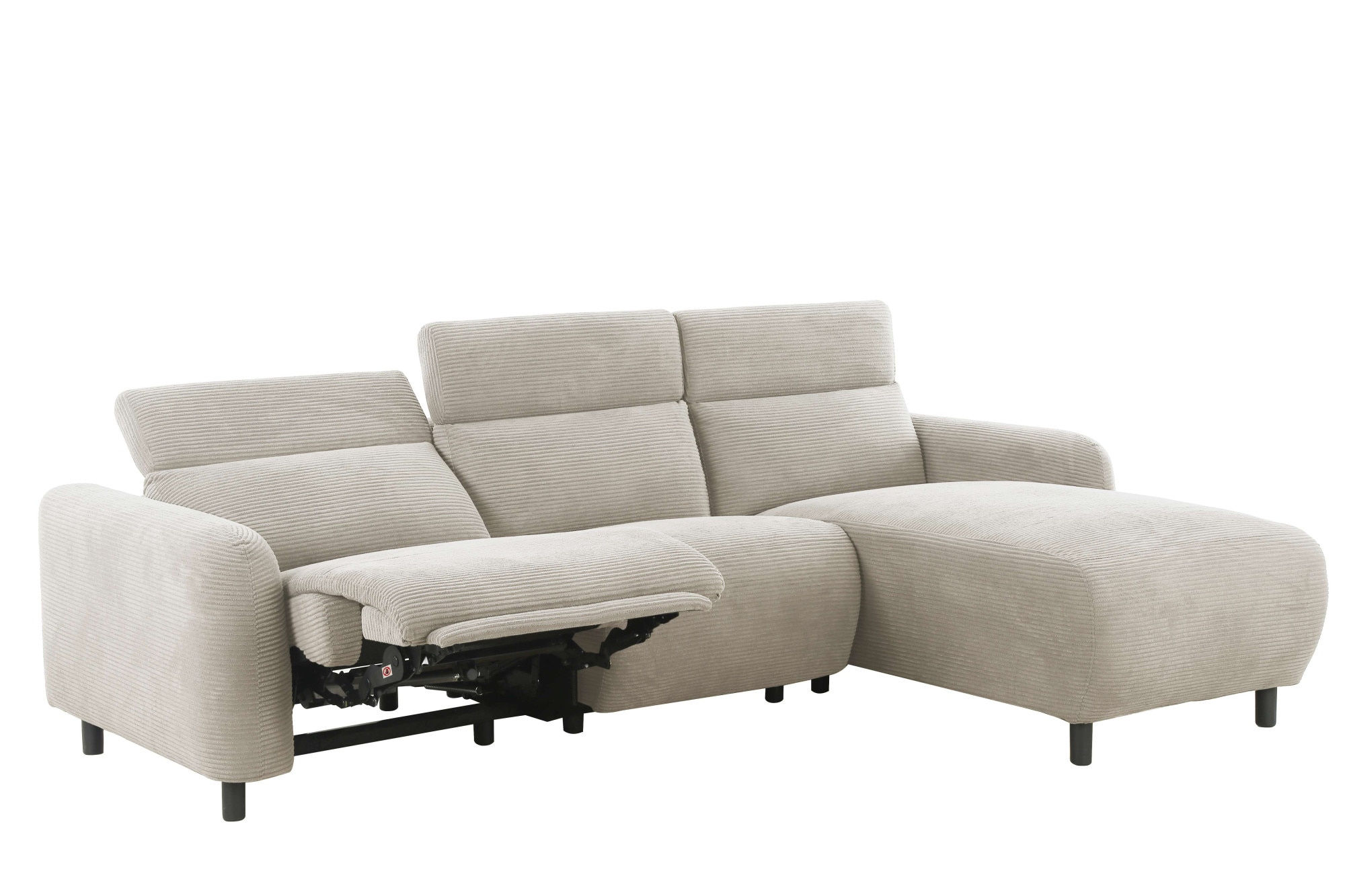 Home affaire Ecksofa »SKAANE in Cord, L-Form, 274 cm, manuelle u. elektrische Funktion,«, Kopfteilverstellung, Relax-und Liegefunktion, Federkernpolsterung