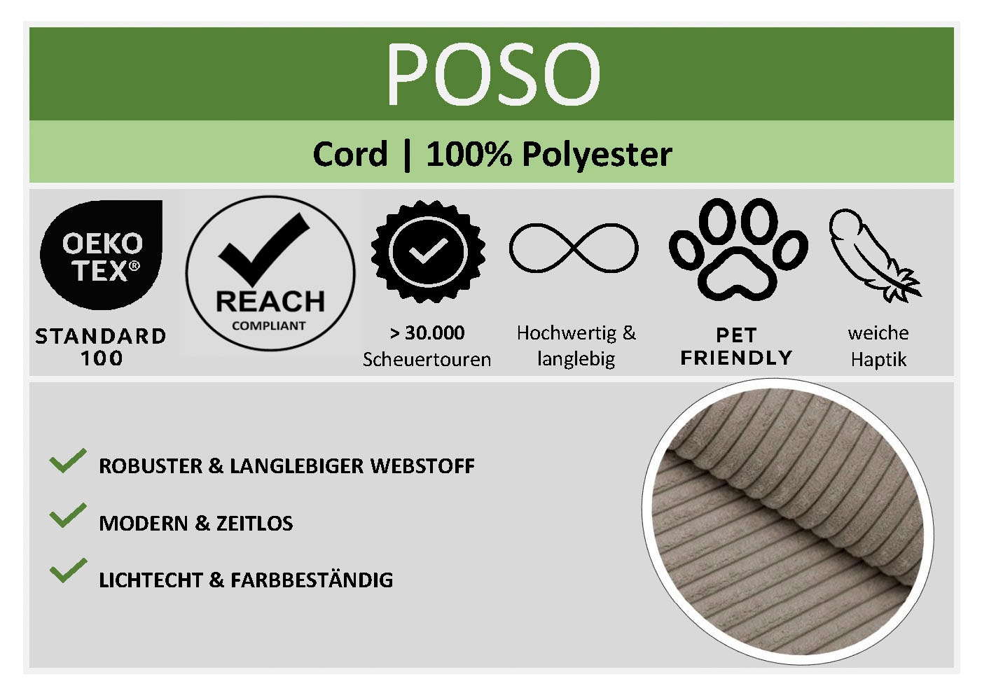 meise.möbel Polsterbett »Avola« erhältlich in den Breiten 140 & 180cm, Bezugsstoff Cord