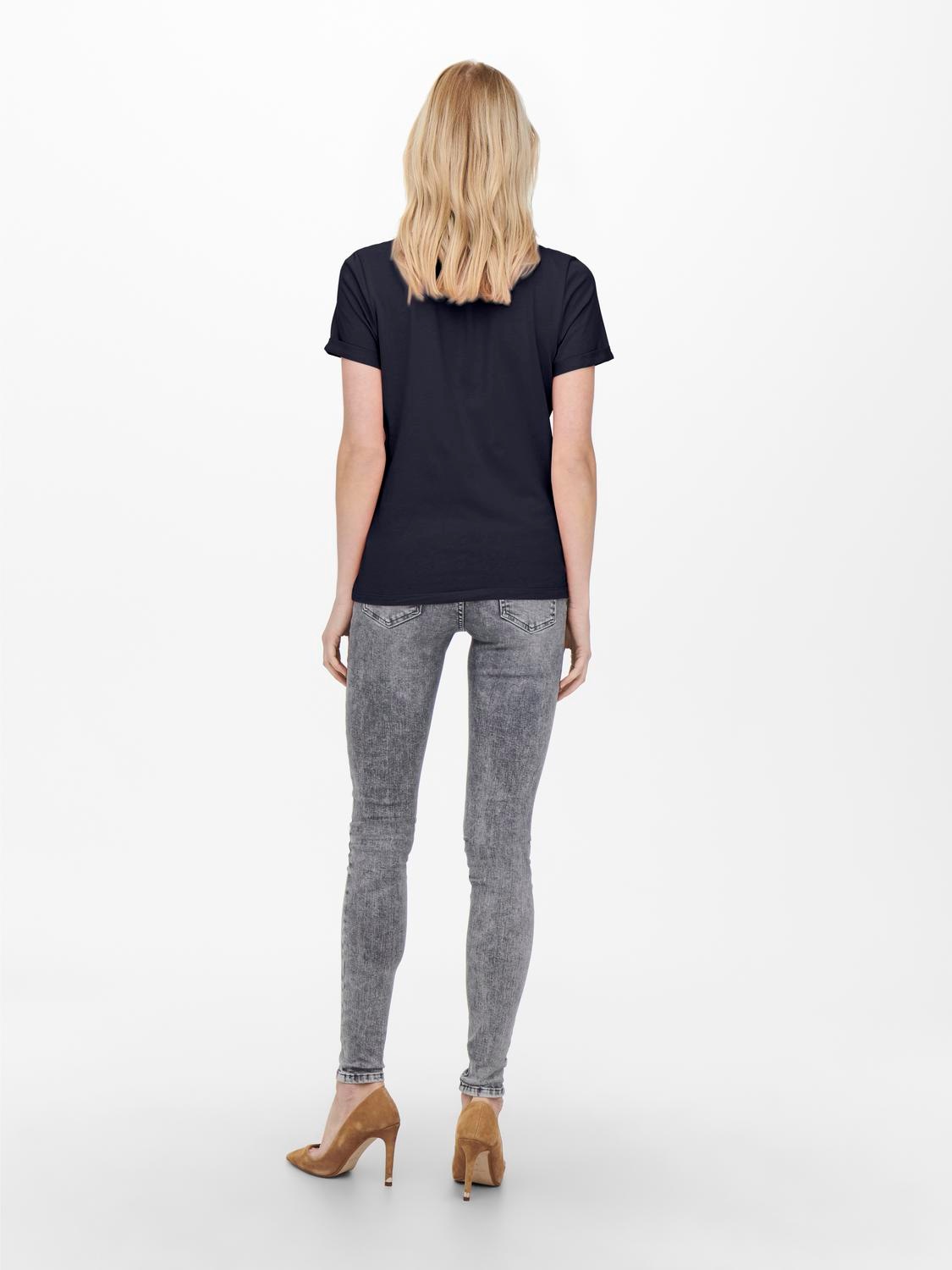 ONLY Kurzarmshirt »ONLKITA – T-Shirt mit Logo-Print und Rundhalsausschnitt«, regular fit, casual, Single Jersey, Baumwolle, Rundhals