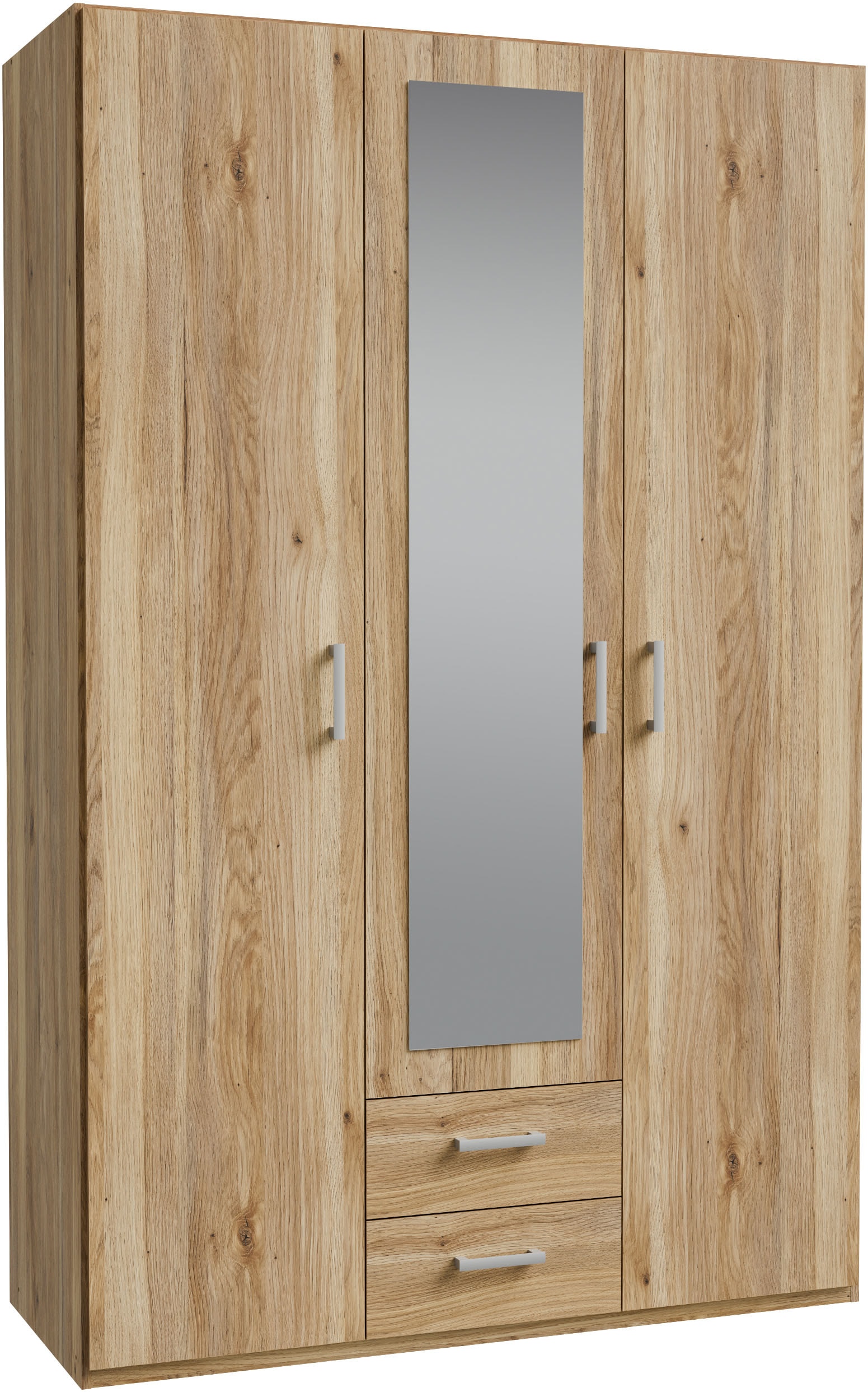 Drehtürenschrank FORTE, B:133,2cm H:210,5cm T:54,2cmmauvella eiche, Schränke, Drehtürenschrank, Spiegel, Stauraum, 2 Schubladen