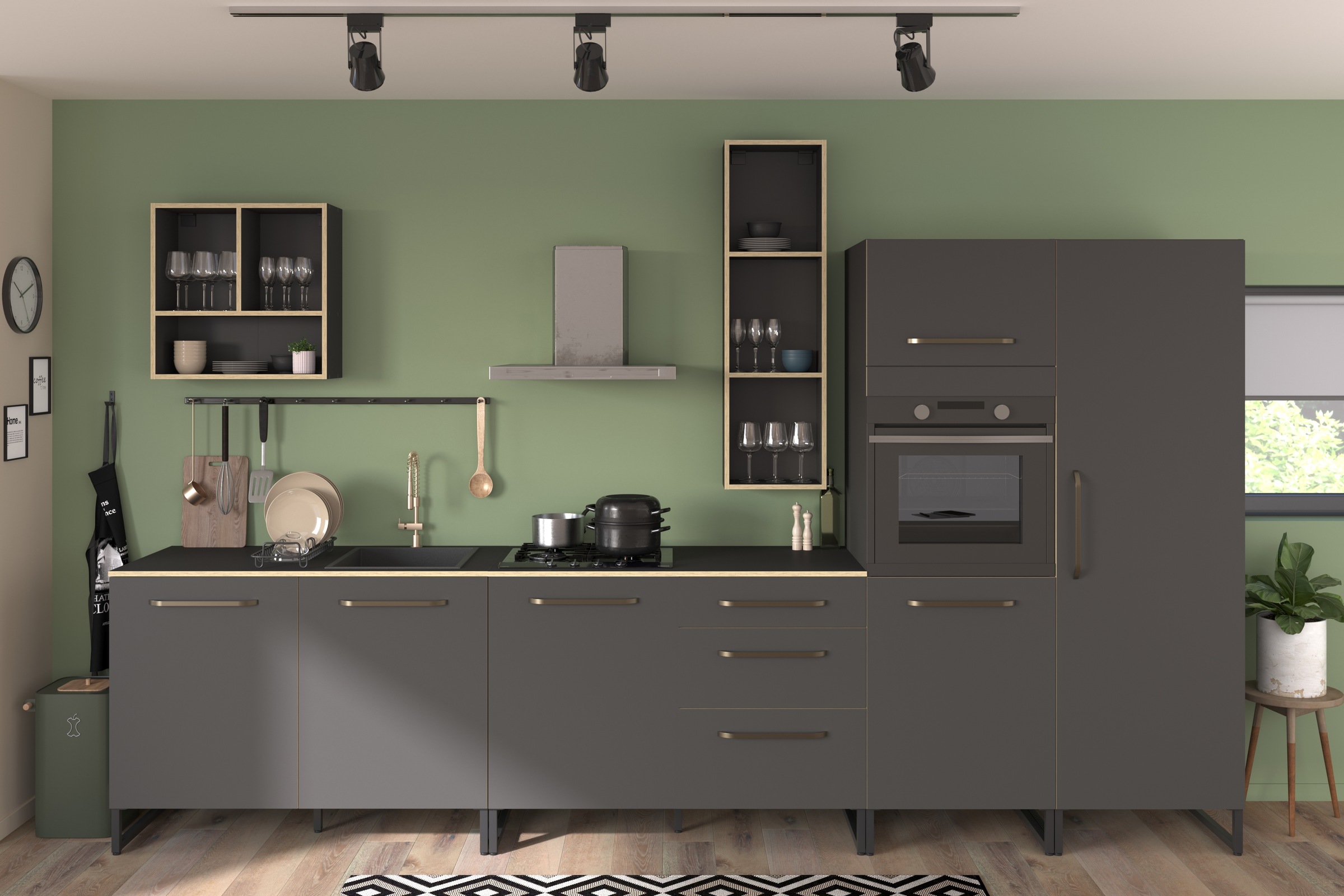 Parisot Küchenzeile "Parisot Wave 2, Breite 360 cm" Set, 6 Teilig, melaminb günstig online kaufen