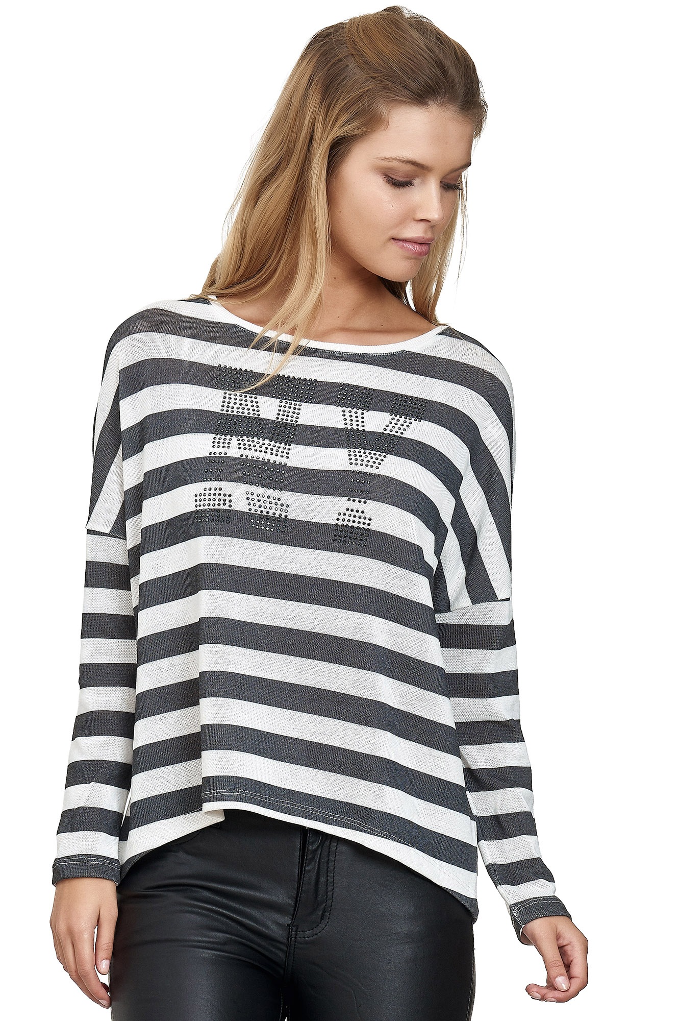 Decay Langarmshirt, mit Strassstein-Schriftzug