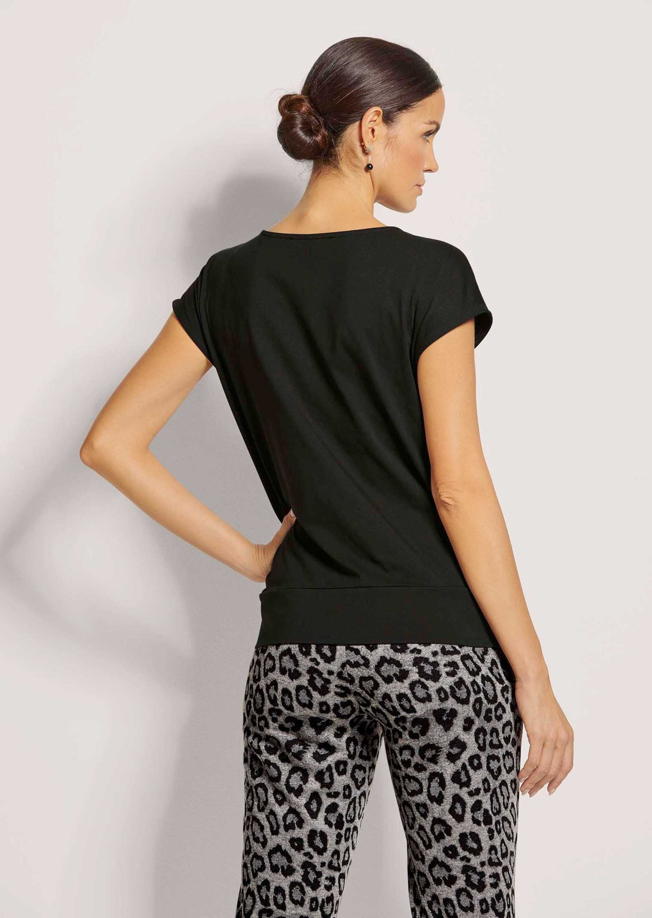 Kurzarmshirt MADELEINE "Shirt Ärmelloses Shirt mit Strass-Steinen", Damen, Gr. 38, schwarz, Obermaterial: 100% Baumwolle CO., Modern, normal, Shirts 3