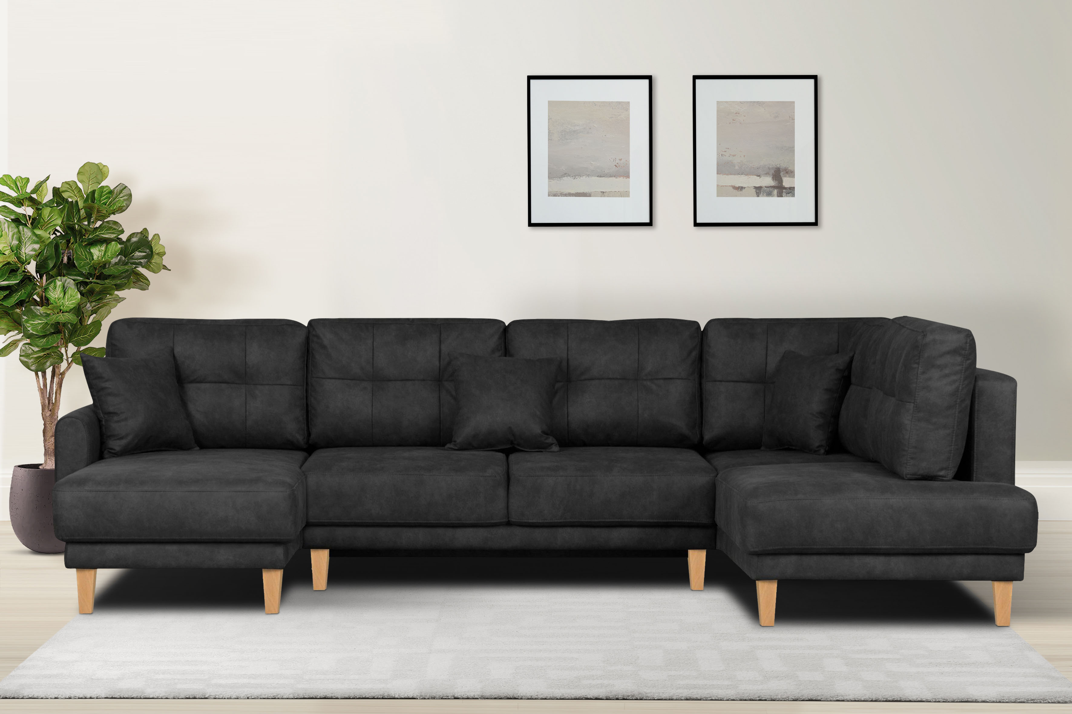 OTTO home Wohnlandschaft "TRIPLO U-Form wahlweise mit Schlaffunktion, B/T/H: 310/192/90 cm" Schlafsofa, auch mit Bettkasten, Steppung im Rückenkissen