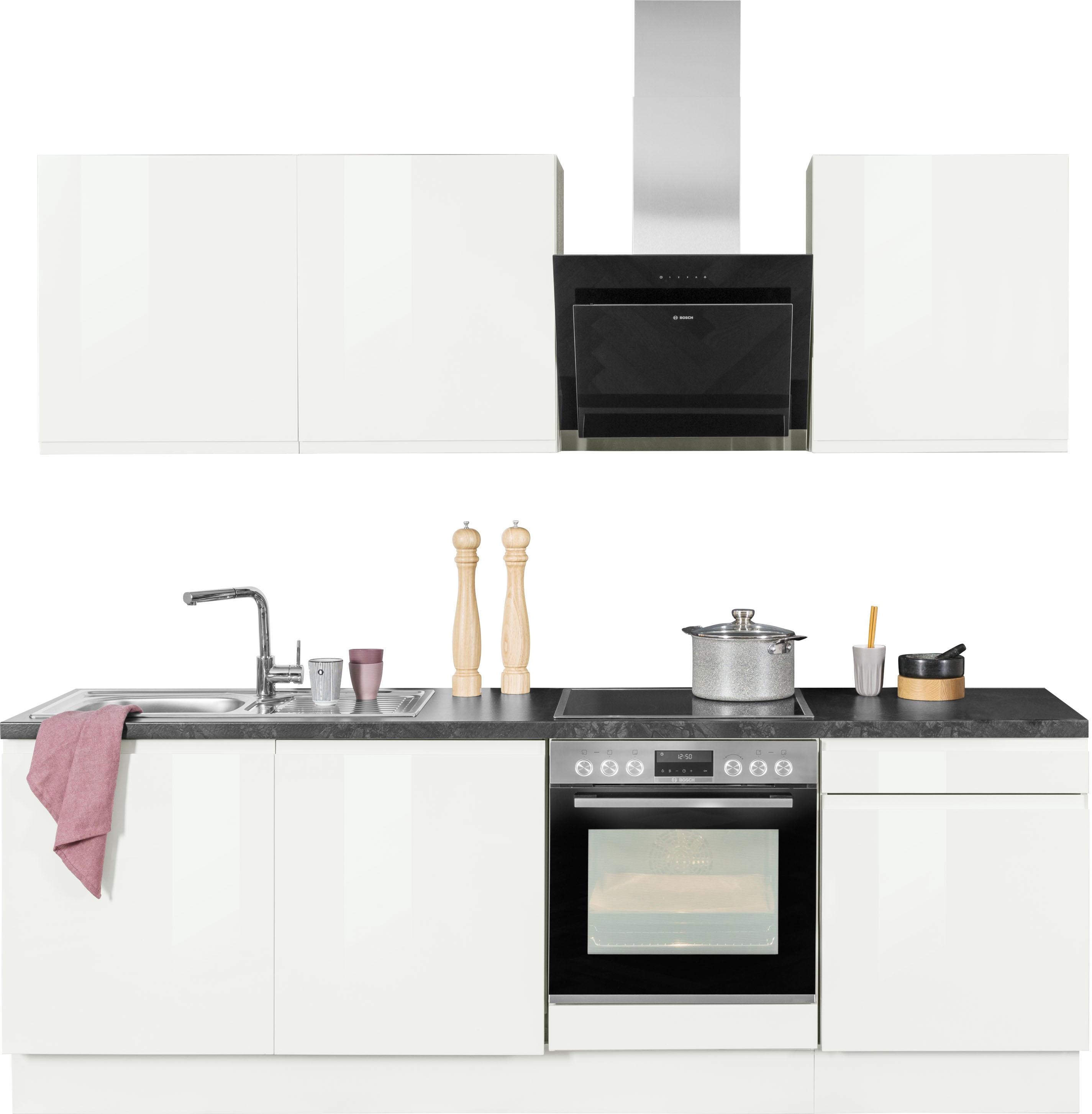 KOCHSTATION Küchenzeile "KS-Avio" 38 mm starke Arbeitsplatte und Hochglanz- günstig online kaufen