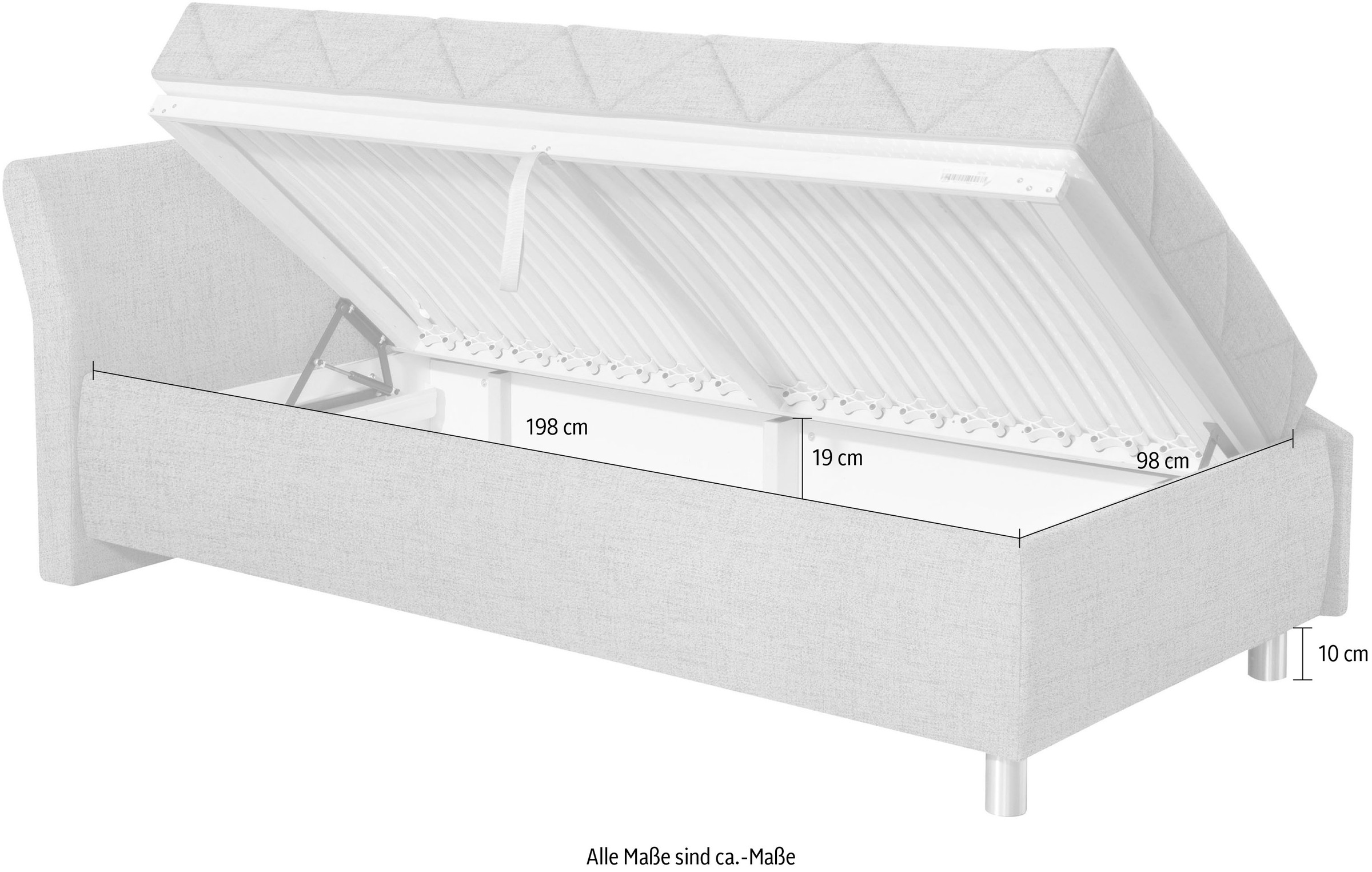 ADA trendline Schlafsofa »Lindsay«, Bettkasten, Zierkissen-Set aus: 2 Stk. 40x40cm, 1 Stk. 30x30cm