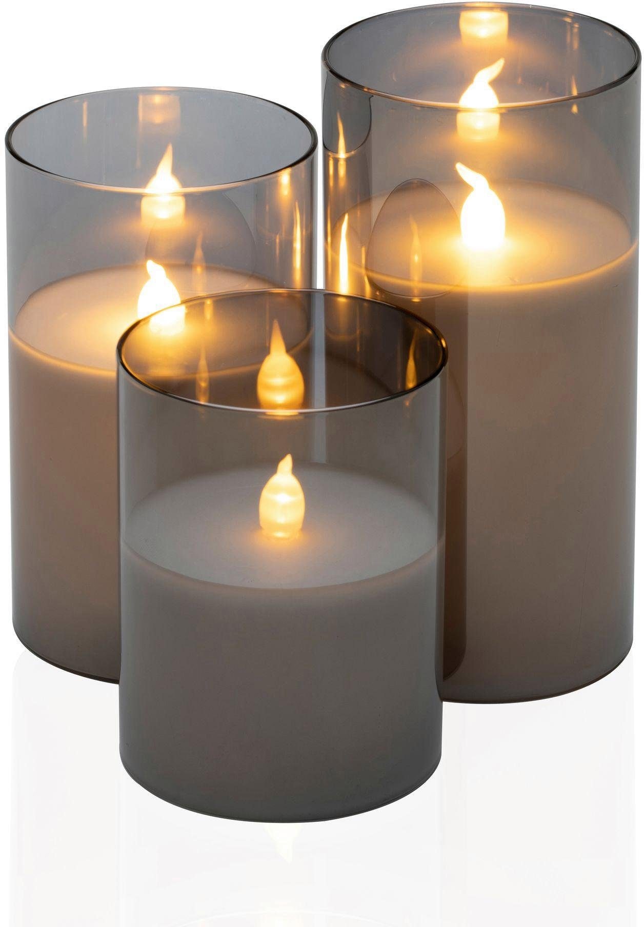 LED Dekolicht »LED-Kerze Classy Smokey Candle, 3er Set«, Wachskerze