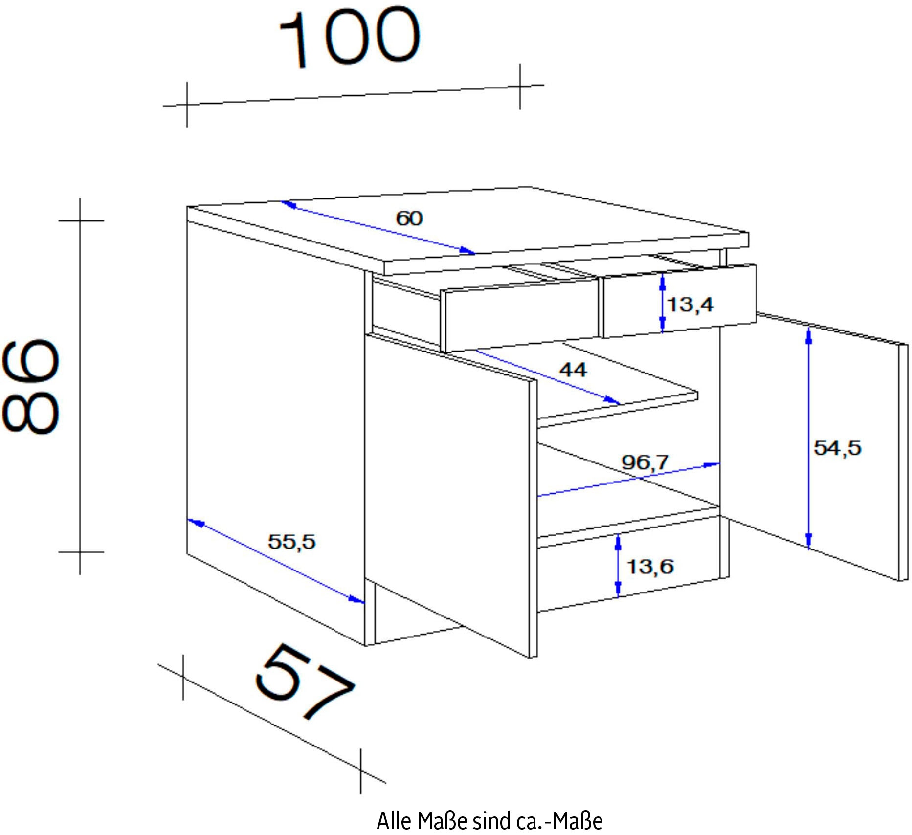 Flex-Well Unterschrank »Florenz«, (B x H x T) 100 x 86 x 60 cm, für viel Stauraum