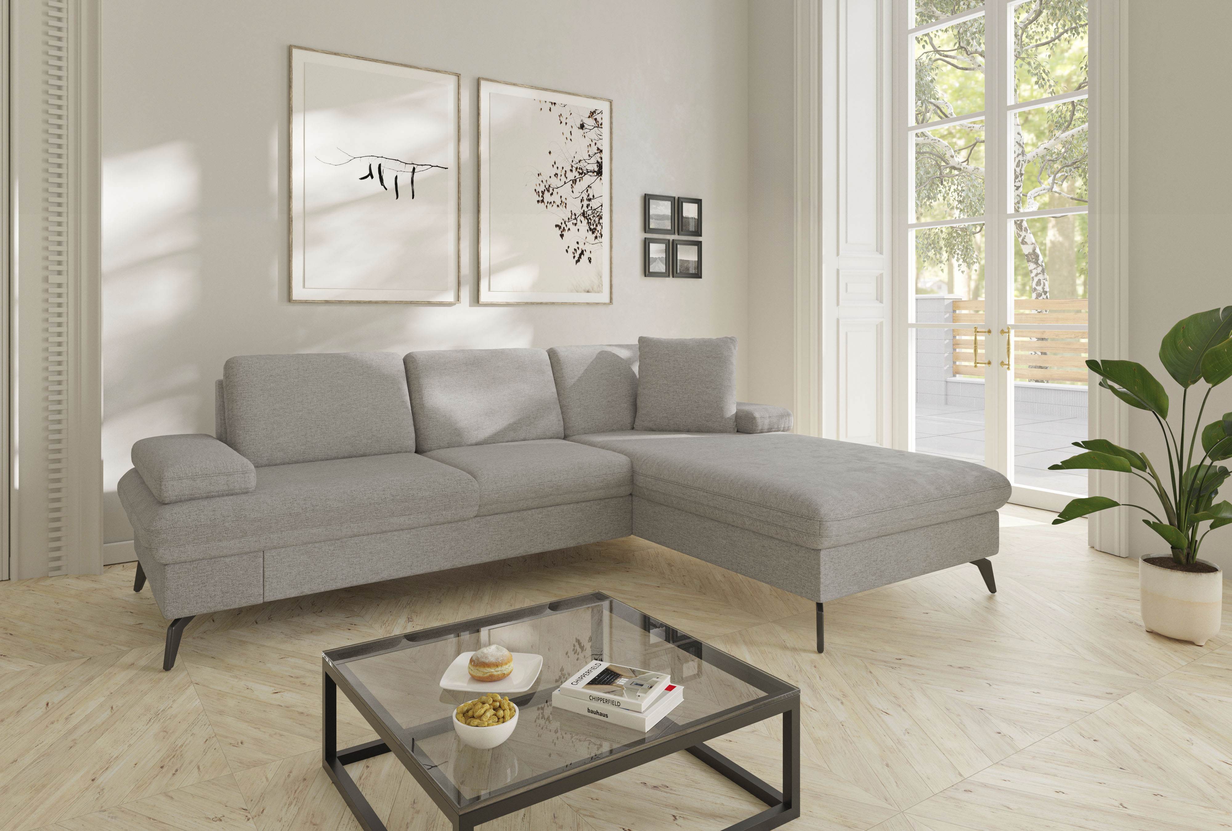 sit&more Ecksofa "Morris Jubi L-Form, B: 247 cm" mit Armteilfunktion & 1 Zierkissen, optional Schlaffunktion