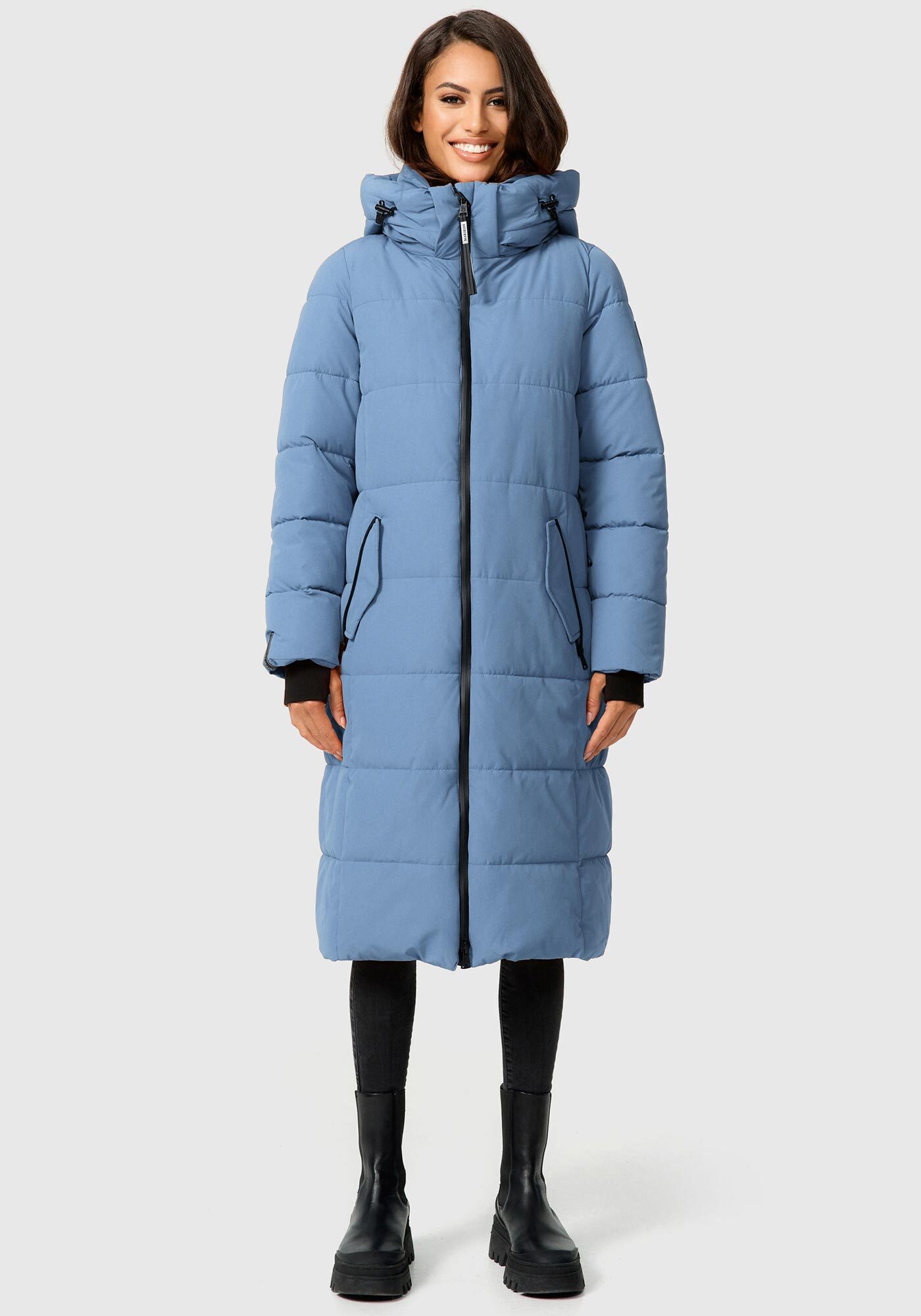 Marikoo "Zuraraa XVI" mit Kapuze langer Winter Mantel gesteppt