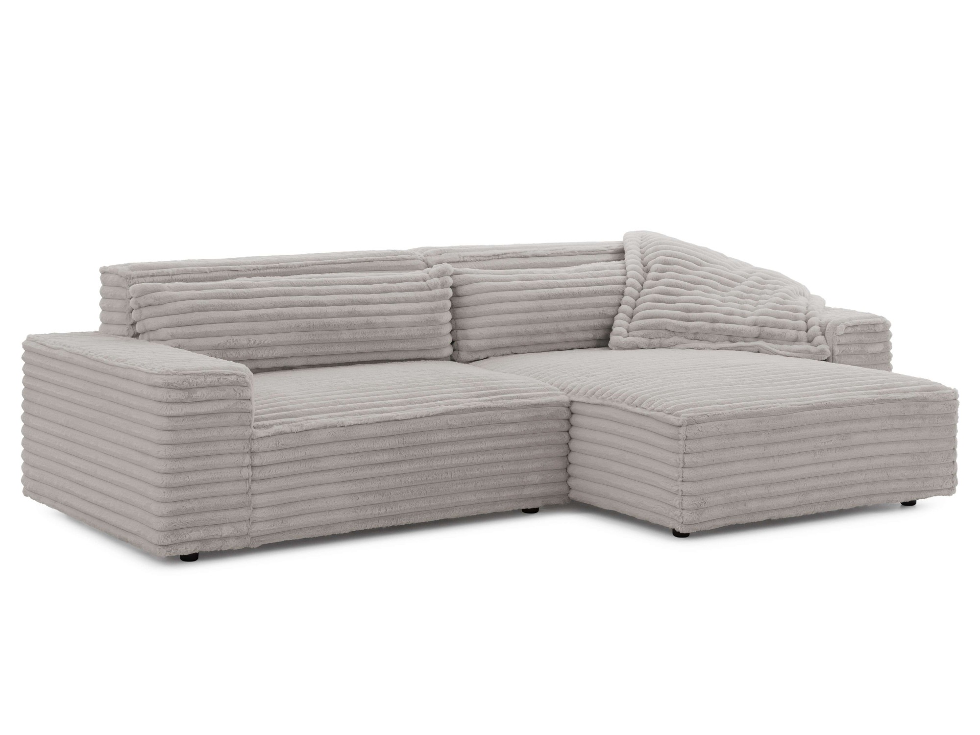 Ecksofa OTTO HOME "KINLEE Design-Sofa mit Recamiere rechts/links, Maße B/T/H 251/144/70cm", grau, B:251cm H:70cm T:144,5cm, 100% Polyester, Sofas, Ecksofa, L-Form mit Wellenunterfederung, ohne Bettfunktion, modern und beguem 9
