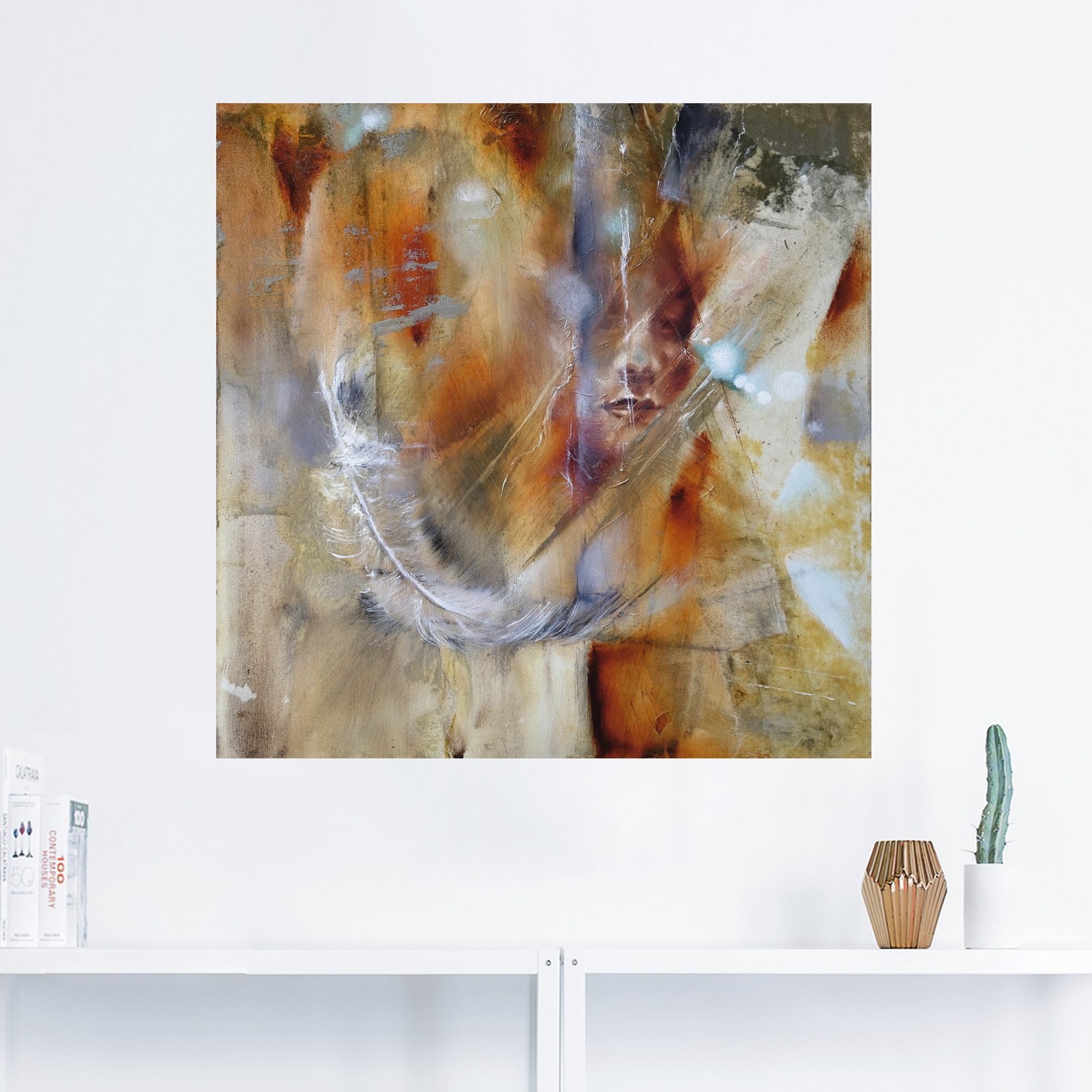 Artland Wandbild »Cora mit Feder«, Frau, (1 St.), als Alubild, Outdoorbild, Leinwandbild, Poster, Wandaufkleber