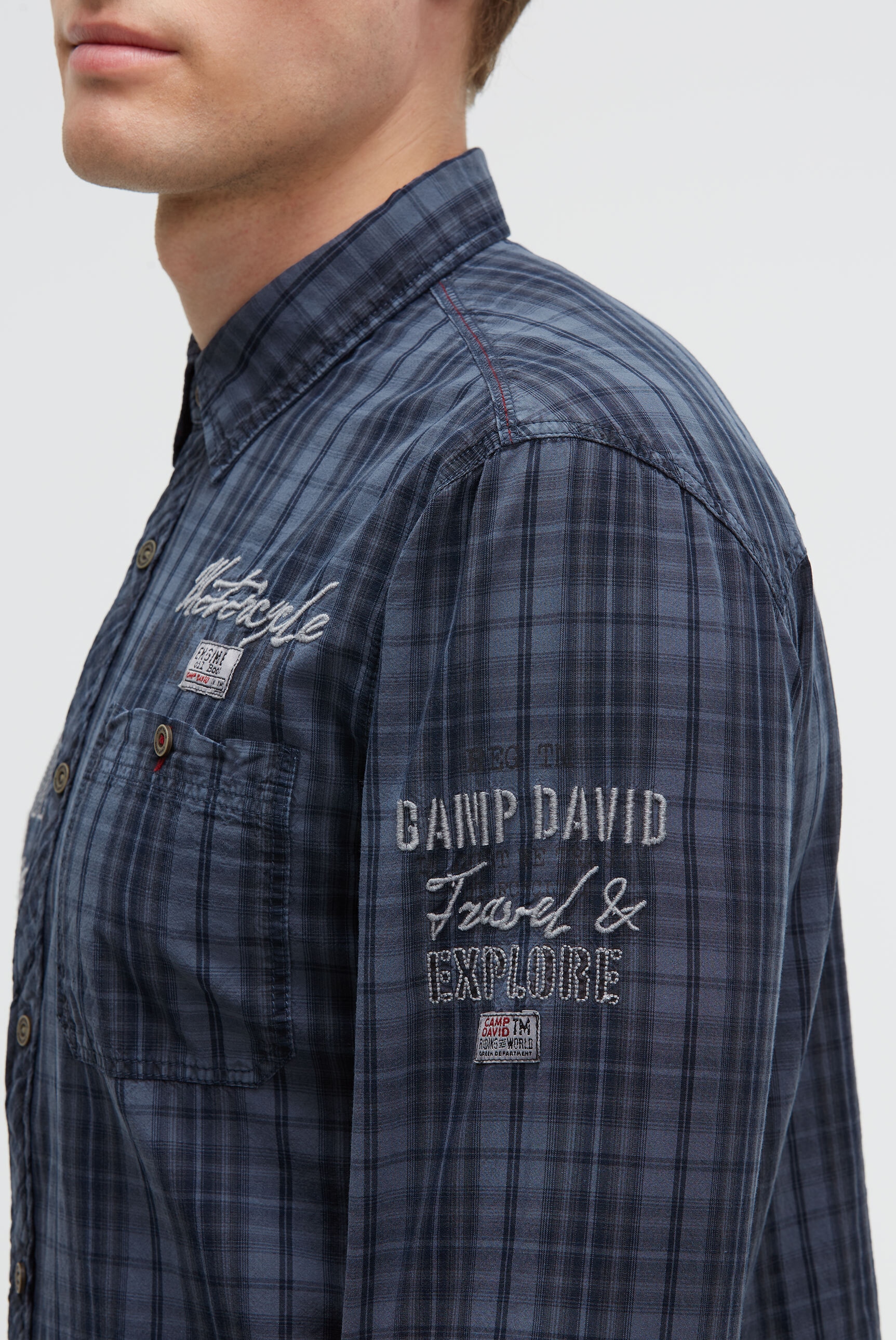 CAMP DAVID Langarmhemd mit Brusttasche