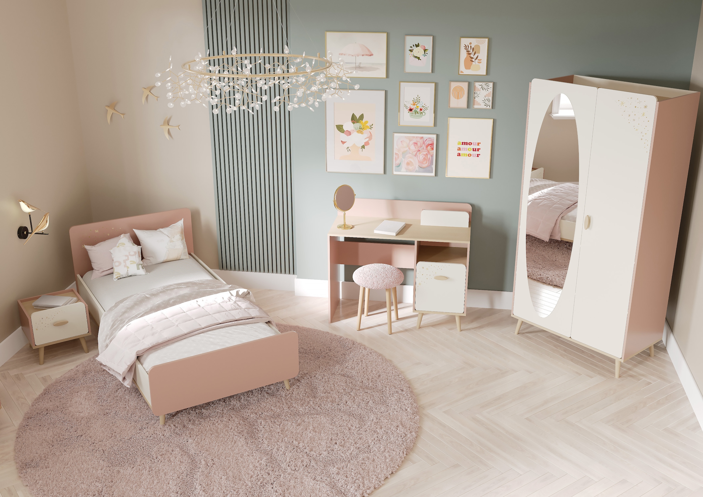 Demeyere GROUP Kinderkleiderschrank »Suzie«, Drehtüren, teilverspiegelt