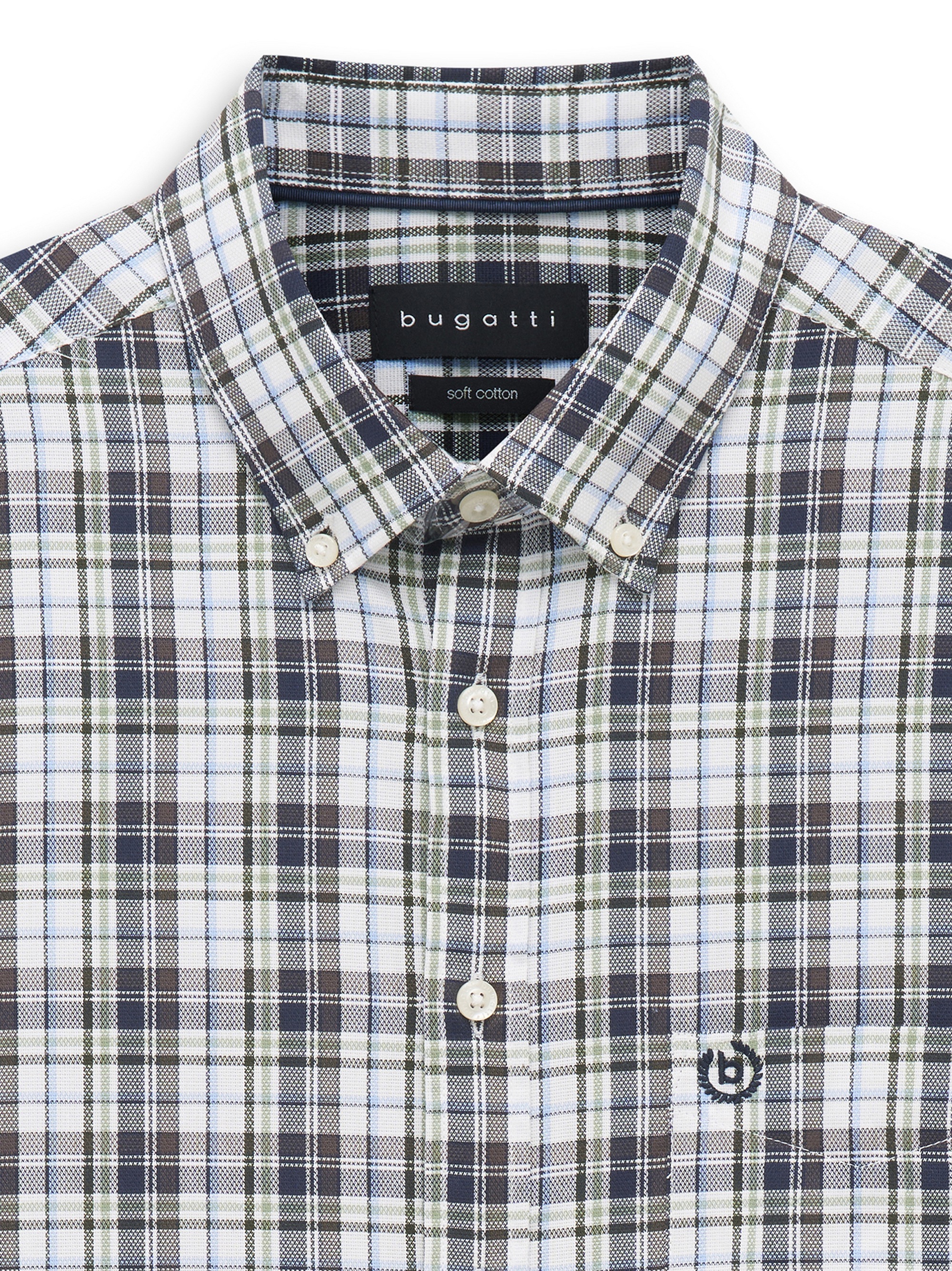 bugatti Langarmhemd »Modern Fit« Modern Fit Baumwolle Karo Button-Down