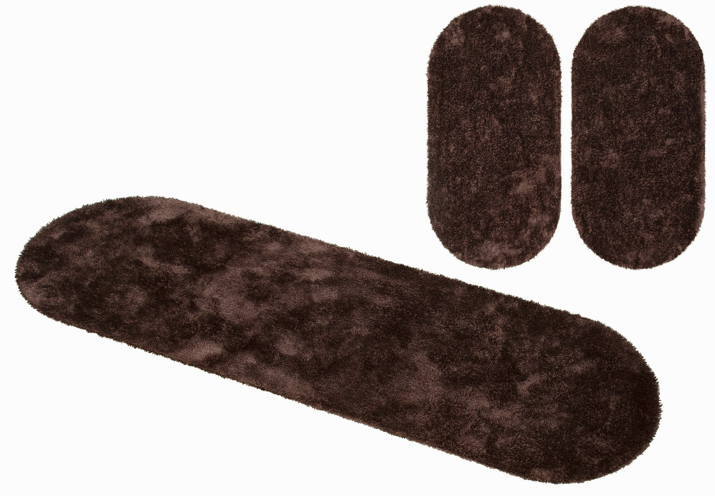 Bruno Banani Hochflor-Bettumrandung »Dana Teppich, Kundenliebling«, (3 tlg.), unifarben, Mikrofaser, pflegeleicht, Bettvorleger, Schlafzimmer