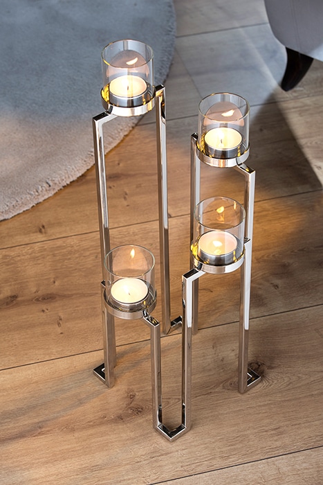 Fink Kerzenhalter »GRANT, Weihnachtsdeko«, (1 St.), aus Edelstahl und Glas,  4-flammig, Adventsleuchter | BAUR