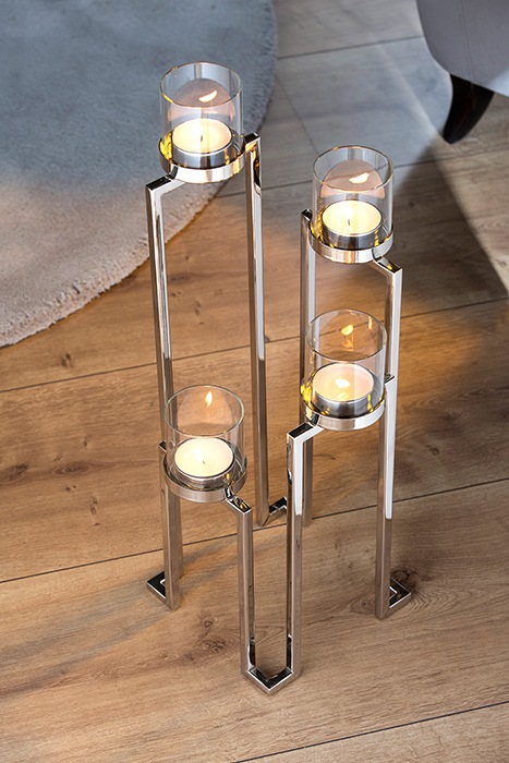 Fink Kerzenhalter "GRANT, Weihnachtsdeko" aus Edelstahl und Glas, 4-flammig günstig online kaufen
