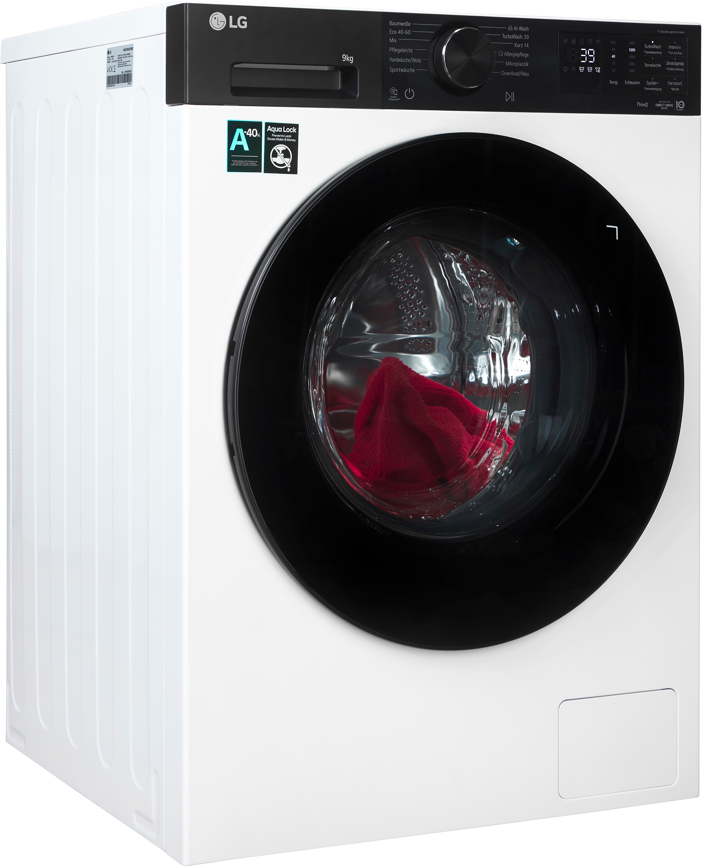 LG Waschmaschine Serie X7 "F4WX709YP" 9 kg 1400 U/min AI Wash, ThinQ App inkl. Programm-Download, 14-Minuten-Kurzprogramm