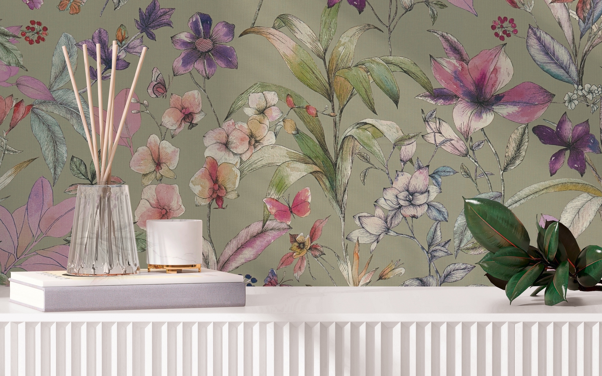 A.S. Création Vliestapete »Pintwalls III Blumentraum Aquarell« floral strukturiert Aquarelldesign, florale Motive – Schlaf-, Wohnzimmer, Flur
