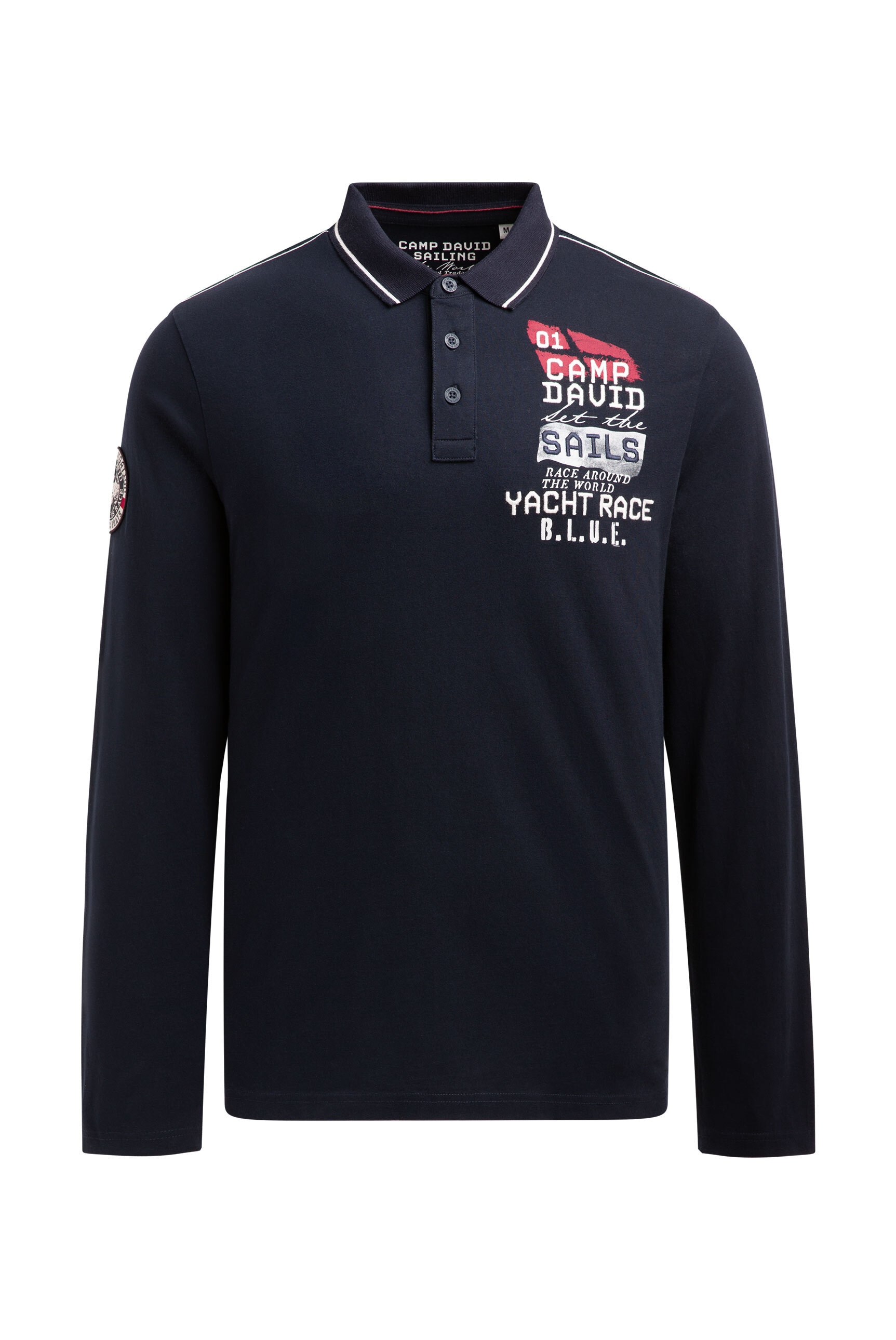 CAMP DAVID Langarm-Poloshirt aus Baumwolle