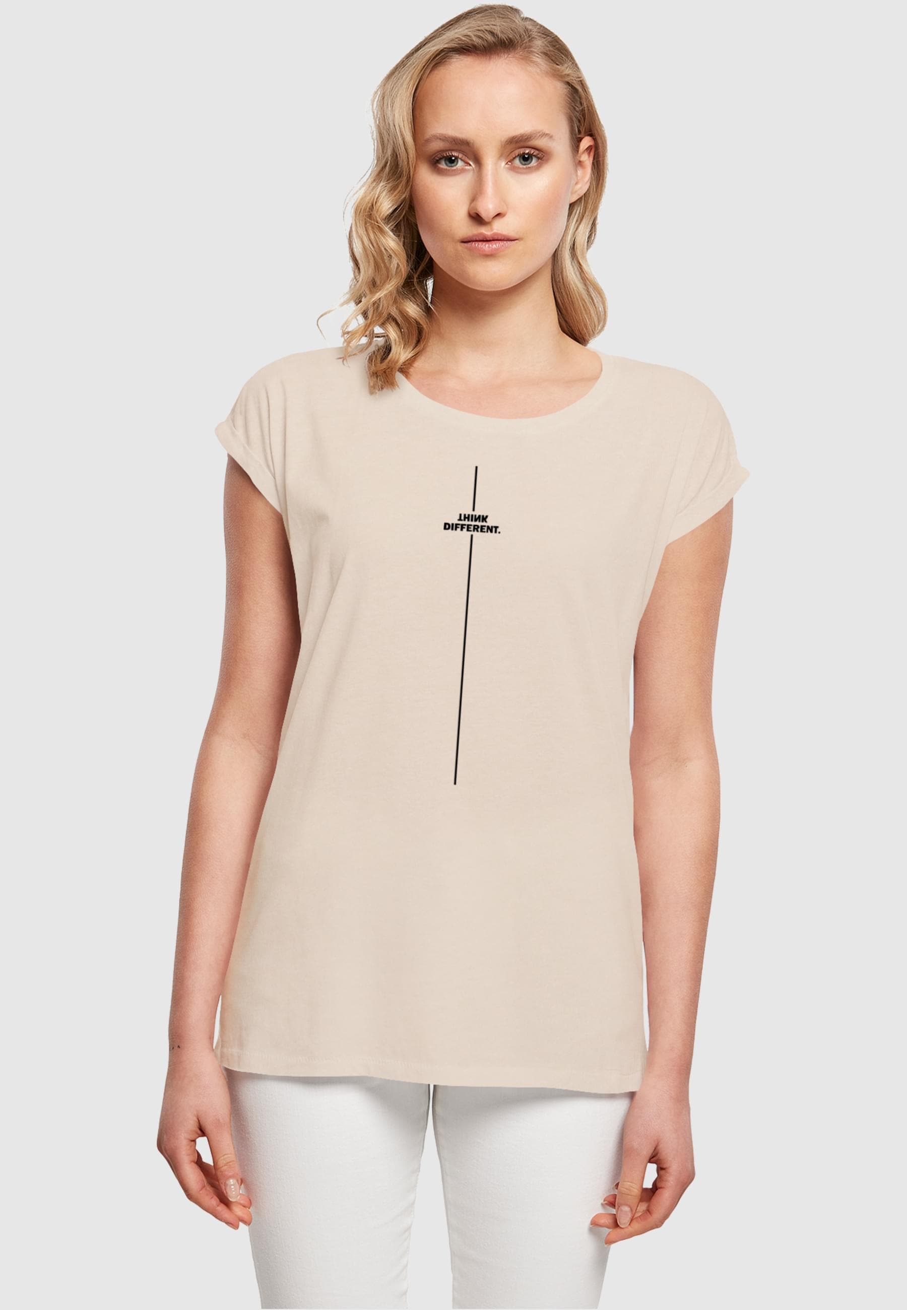 Merchcode T-Shirt »Merchcode Damen Ladies Think Different Extended Shoulder Tee«, (1 tlg.)