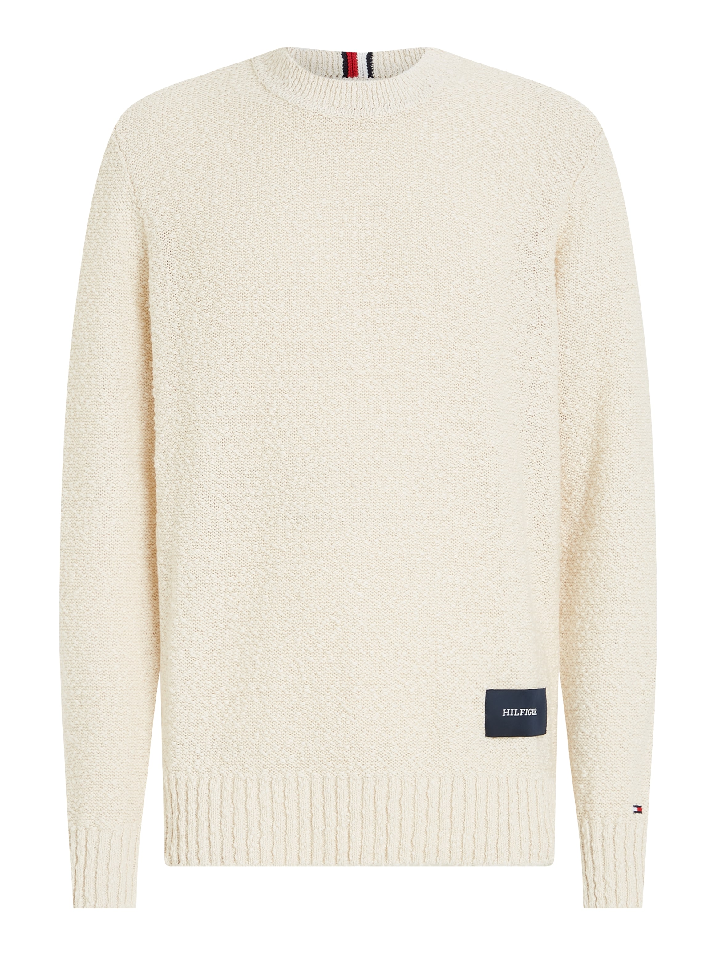 Tommy Hilfiger Strickpullover »SLUB YARN C NK«, mit Logostickerei am Ärmel