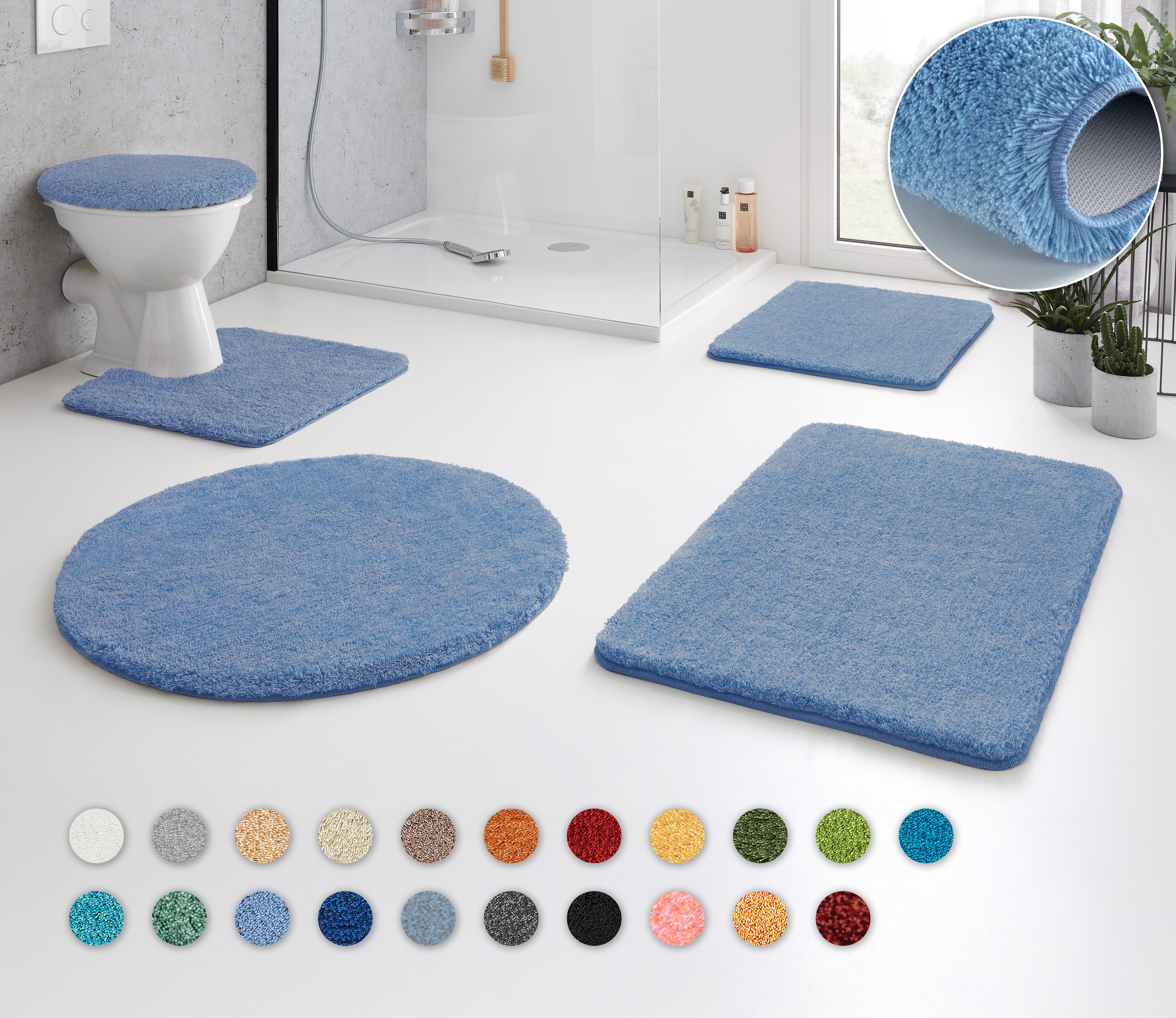 Kleine Wolke Badematte "RELAX, Badvorleger, Badezimmer Teppich" Höhe 30 mm rutschhemmend beschichtet fußbodenheizungsgeeignet Badteppich, meliert, rechteckig, rund & als Set erhältlich