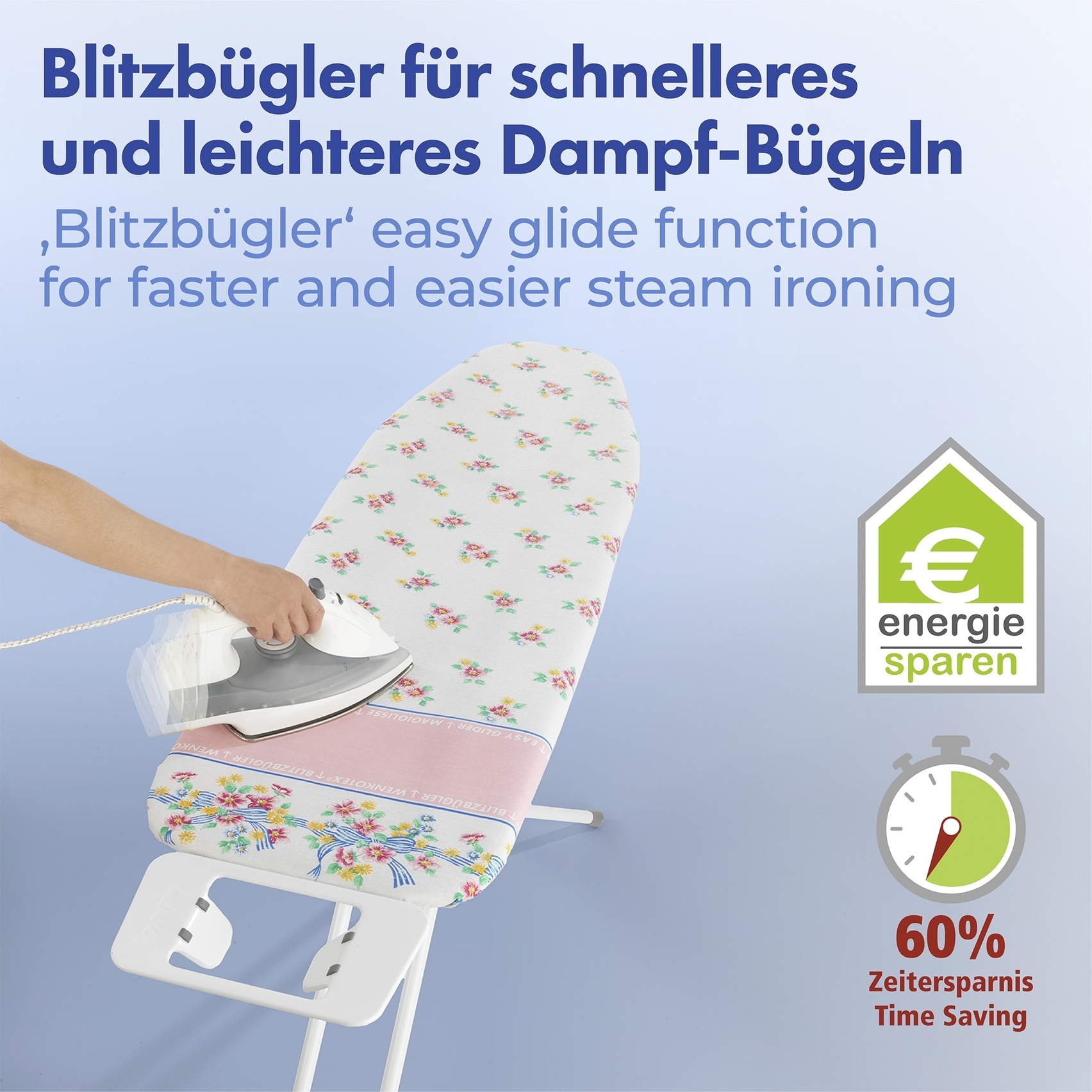 Maximex Bügelbrettbezug »Modell Blütenpracht«, Bügeltischbezug mit Blitzbüglerzone, gepolstert, 128 x 54 cm