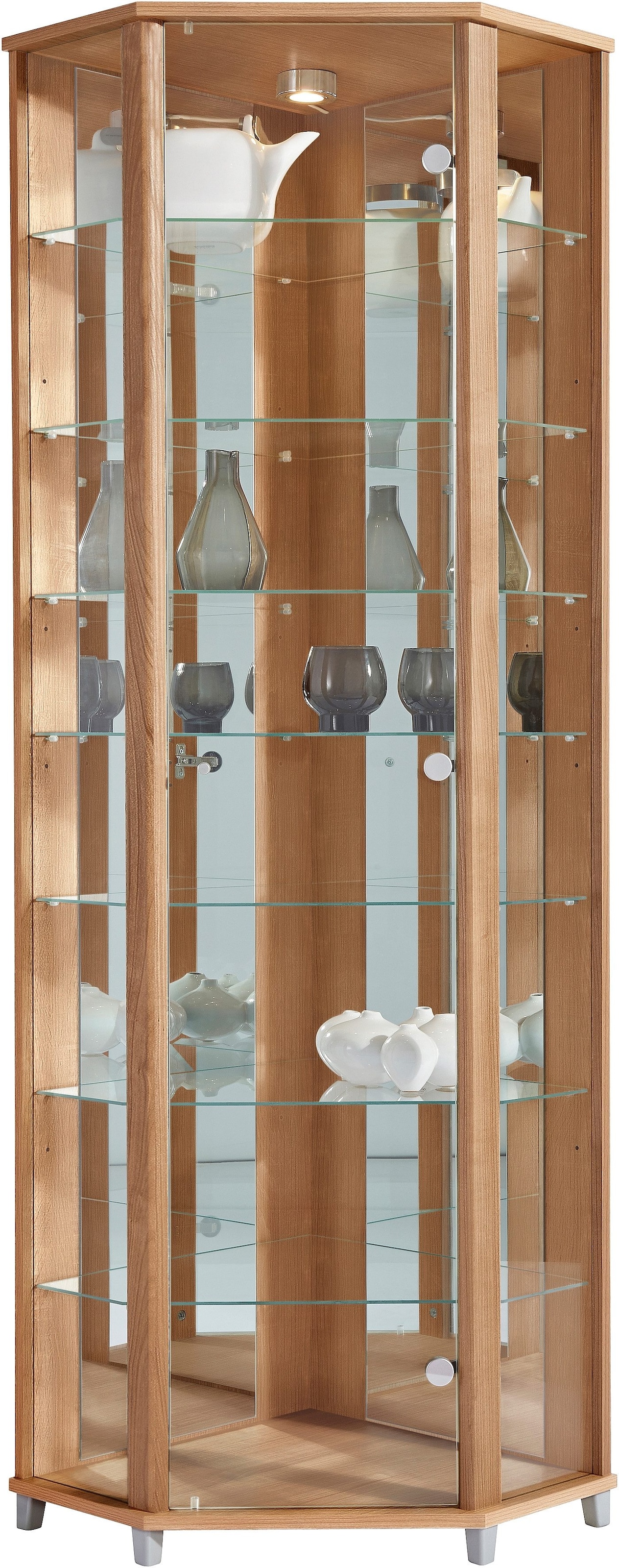 fif möbel Vitrine "TRIO", Eckvitrine/Glasvitrine 1x Glastür, perfekt für Sammler, Sammlervitrine