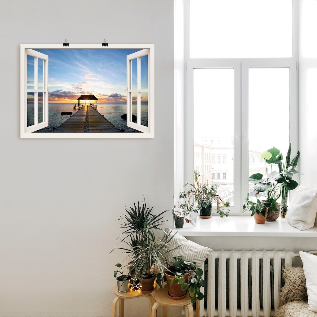 Artland Wandbild »Fensterblick Steg im Gegenlicht«, Fensterblick, (1 St.)