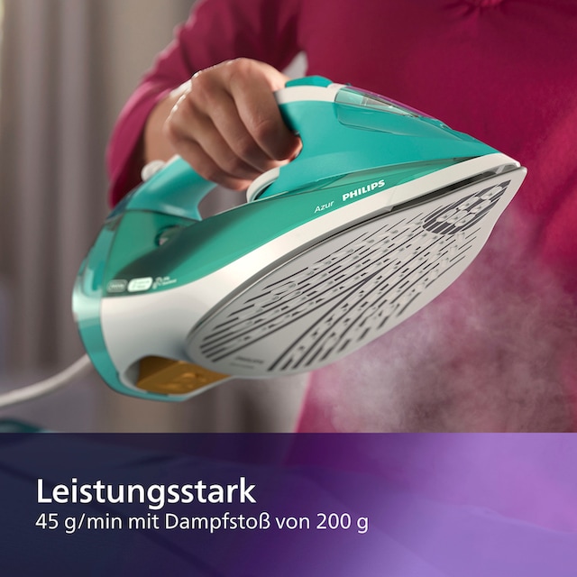 Philips Dampfbügeleisen »GC4537/70 Azur«, 2400 W, (200g Dampfstoß,  SteamGlide-Bügelsohle) weiß/türkis online bestellen | BAUR