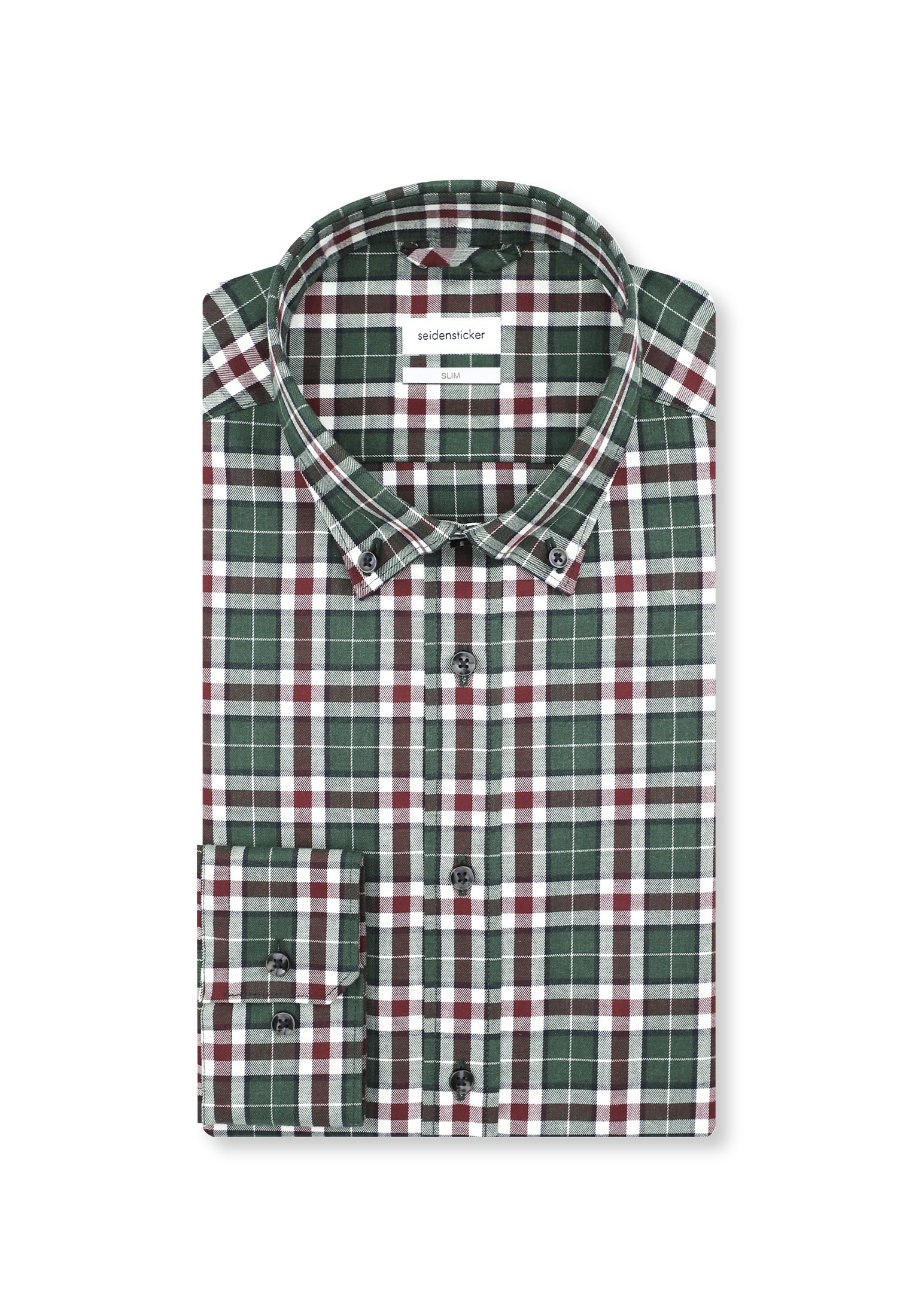 seidensticker Flanellhemd »Slim« Slim 1/1 Button-Down-Kragen Karo