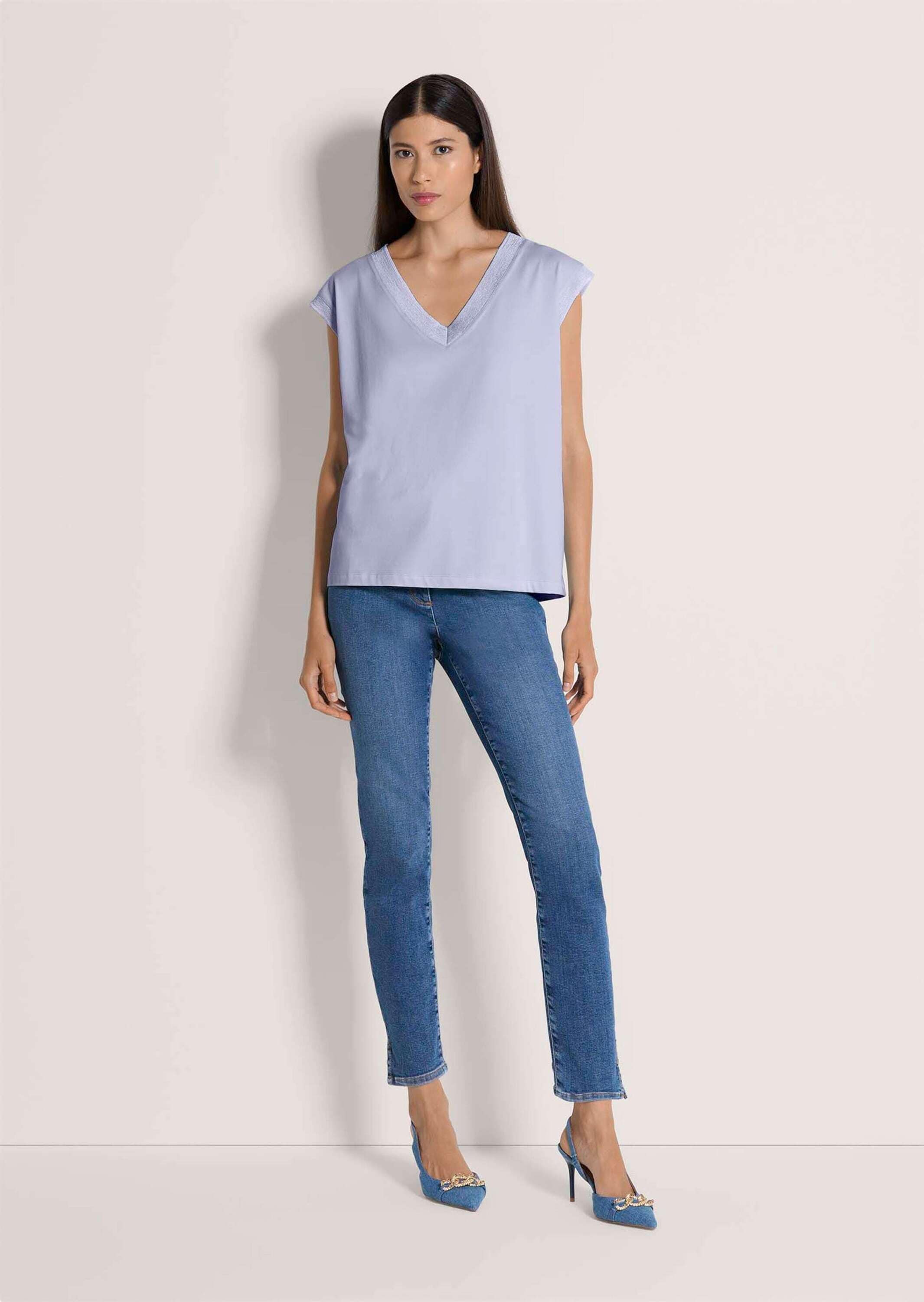 MADELEINE Kurzarmshirt »Jerseyshirt Sommershirt mit Rippenbändern« Breites Rippenband