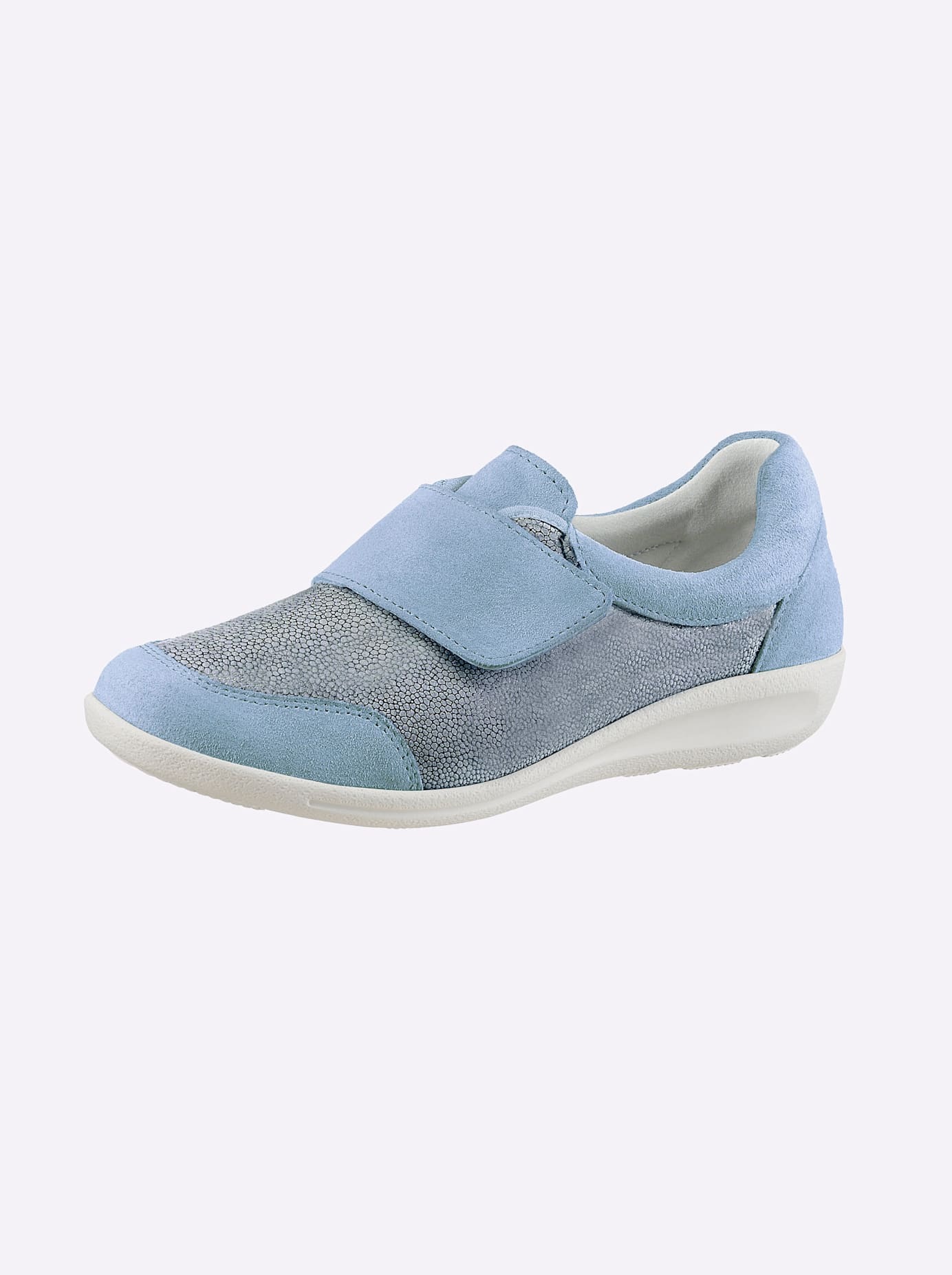 Klettschuh CLASSIC BASICS, Damen, Gr. 37, bleu, Glattleder, Nubukleder, Basic, Schuhe Klettschuh