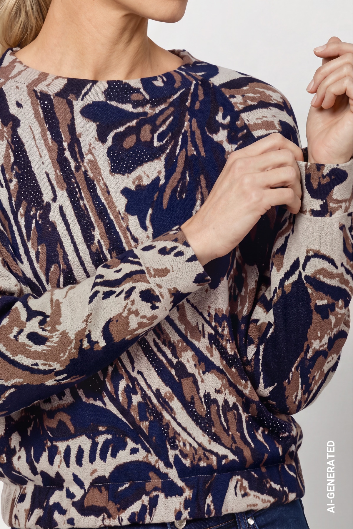 Monari Rundhalspullover »Pullover Paisleyjacquard« Regular fit mit Musterung