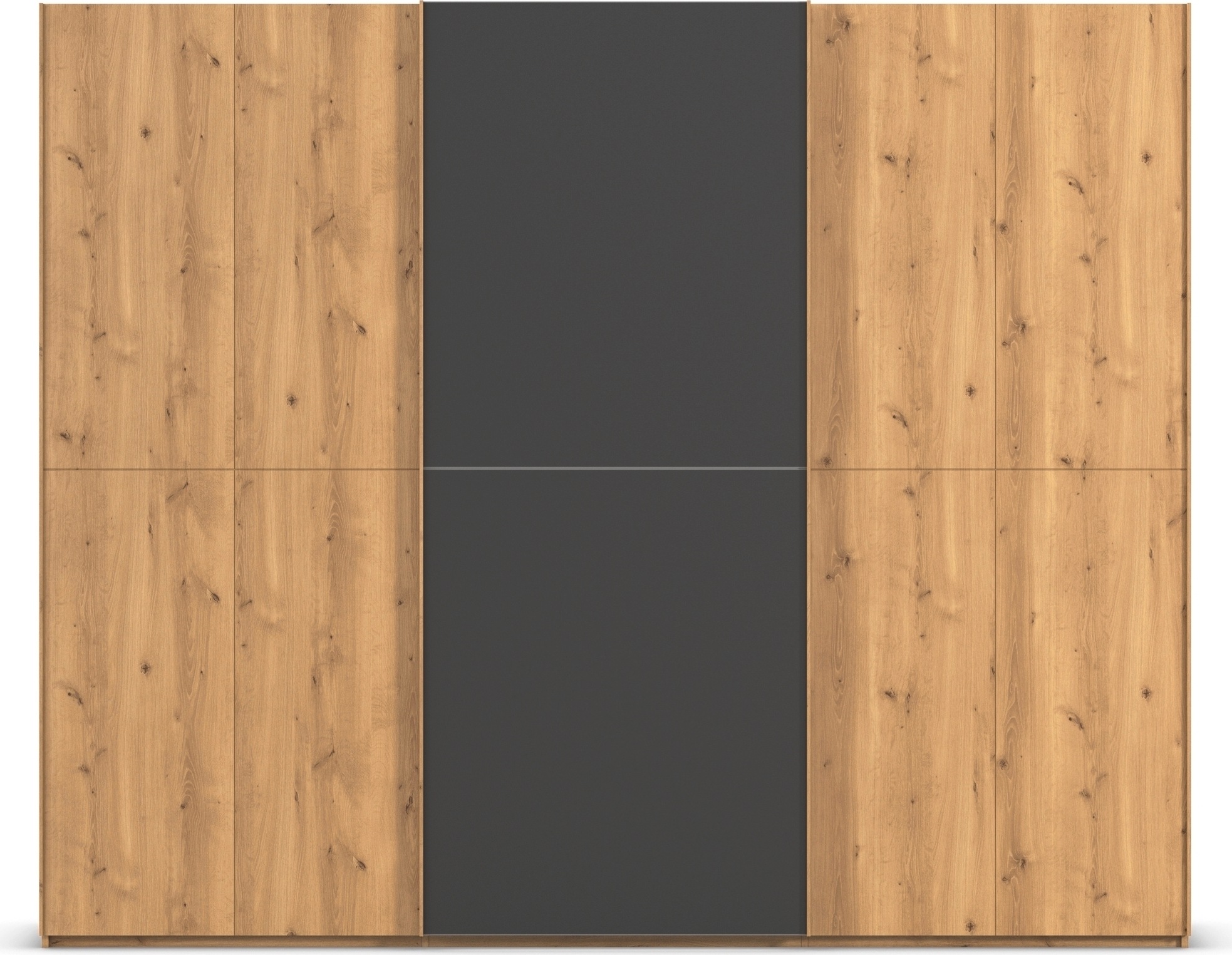 rauch Schwebetürenschrank »Kleiderschrank Schrank Garderobe Schlafzimmerschrank SCALE-WOOD«, edle geteilte Front in massiver Asteiche mit Glastüren MADE IN GERMANY