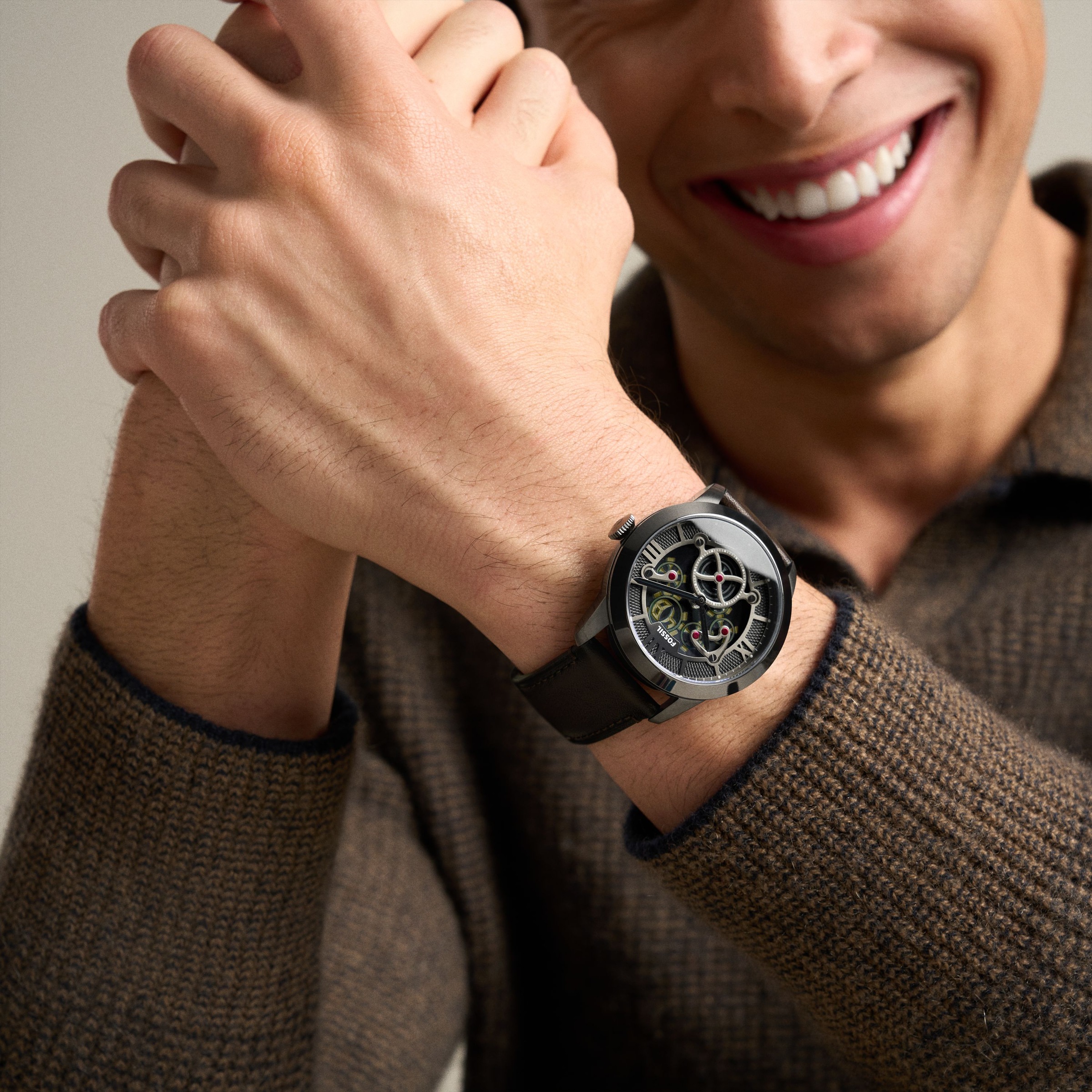 Fossil Quarzuhr »Townsman« Armbanduhr, Lederarmband, digital, analog