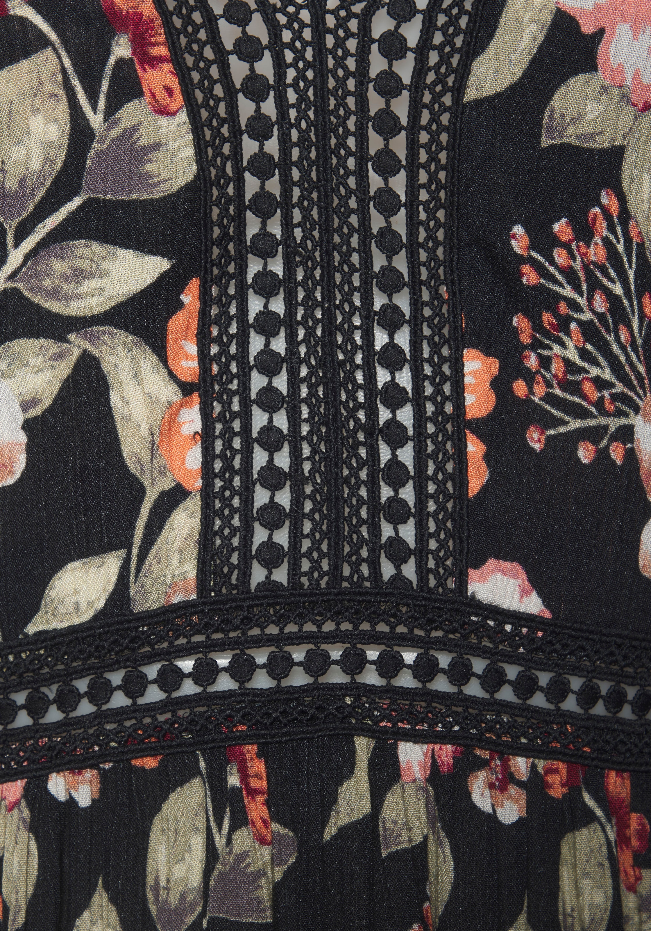 Buffalo Maxikleid, mit Blumenmuster und Spitze