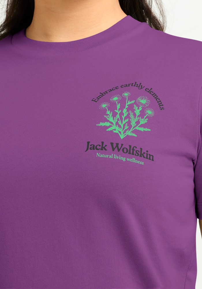 Jack Wolfskin T-Shirt »CAREFREE T W« Kurzarm-Design, mit Rundhalsausschnitt, ohne Verschluss, aus Baumwolle
