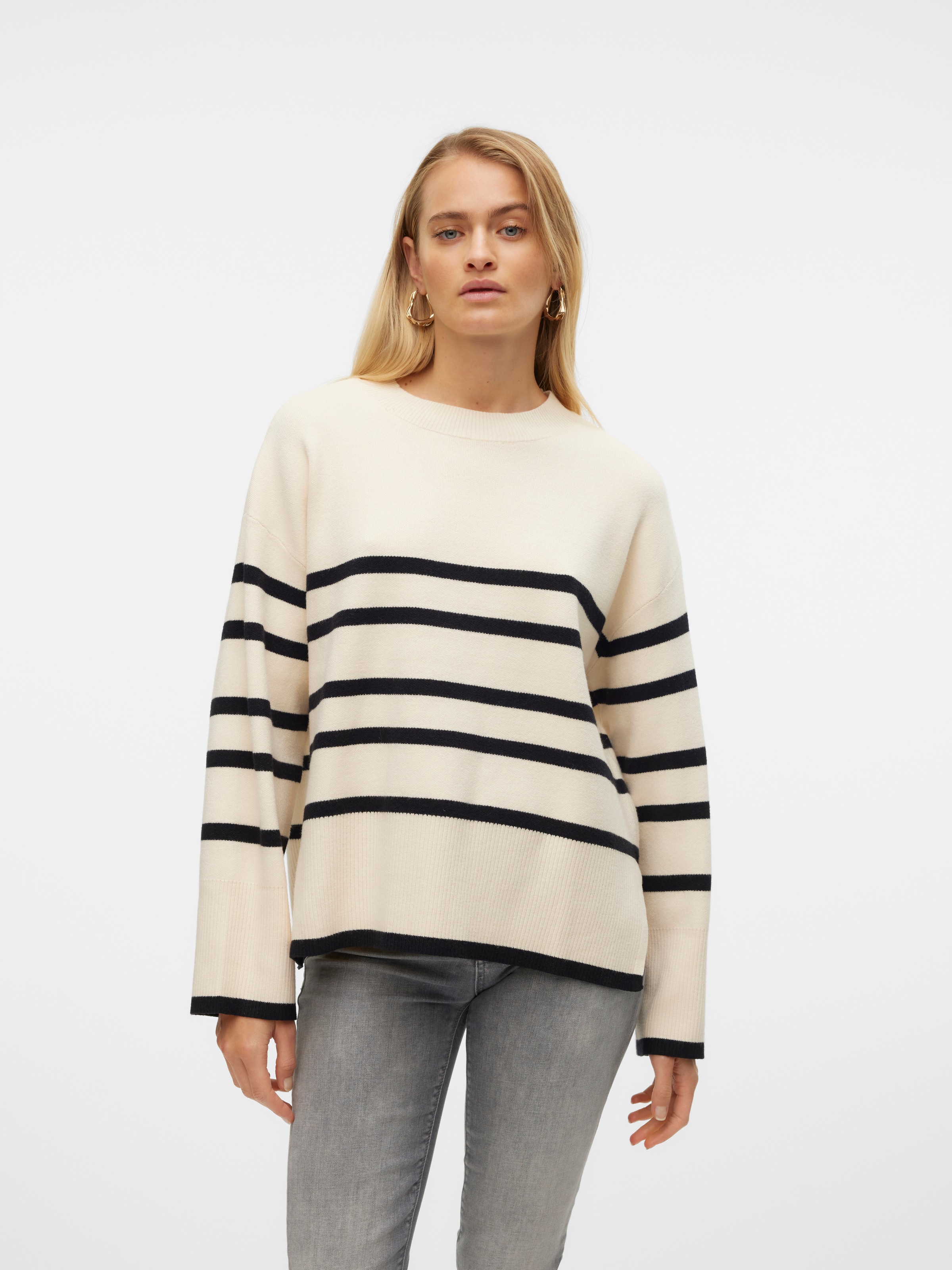 Vero Moda Rundhalspullover "VMSABA LS O-NECK STRIPE PULLOVER GA NOOS" mit S günstig online kaufen