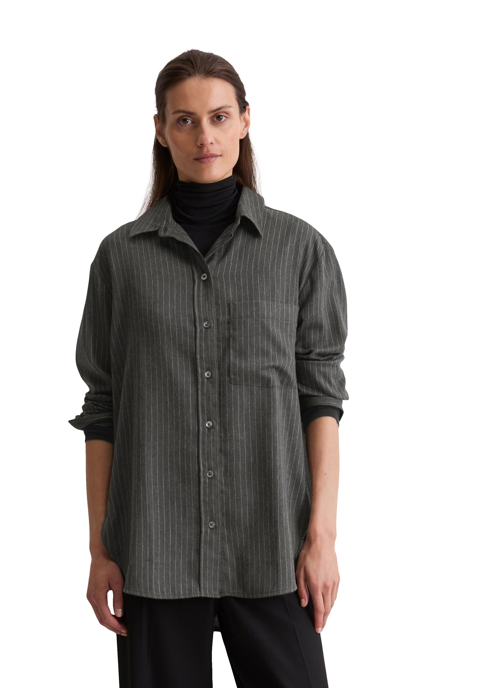 Marc OPolo Langarmbluse "aus gestreiftem Baumwoll-Satin" günstig online kaufen