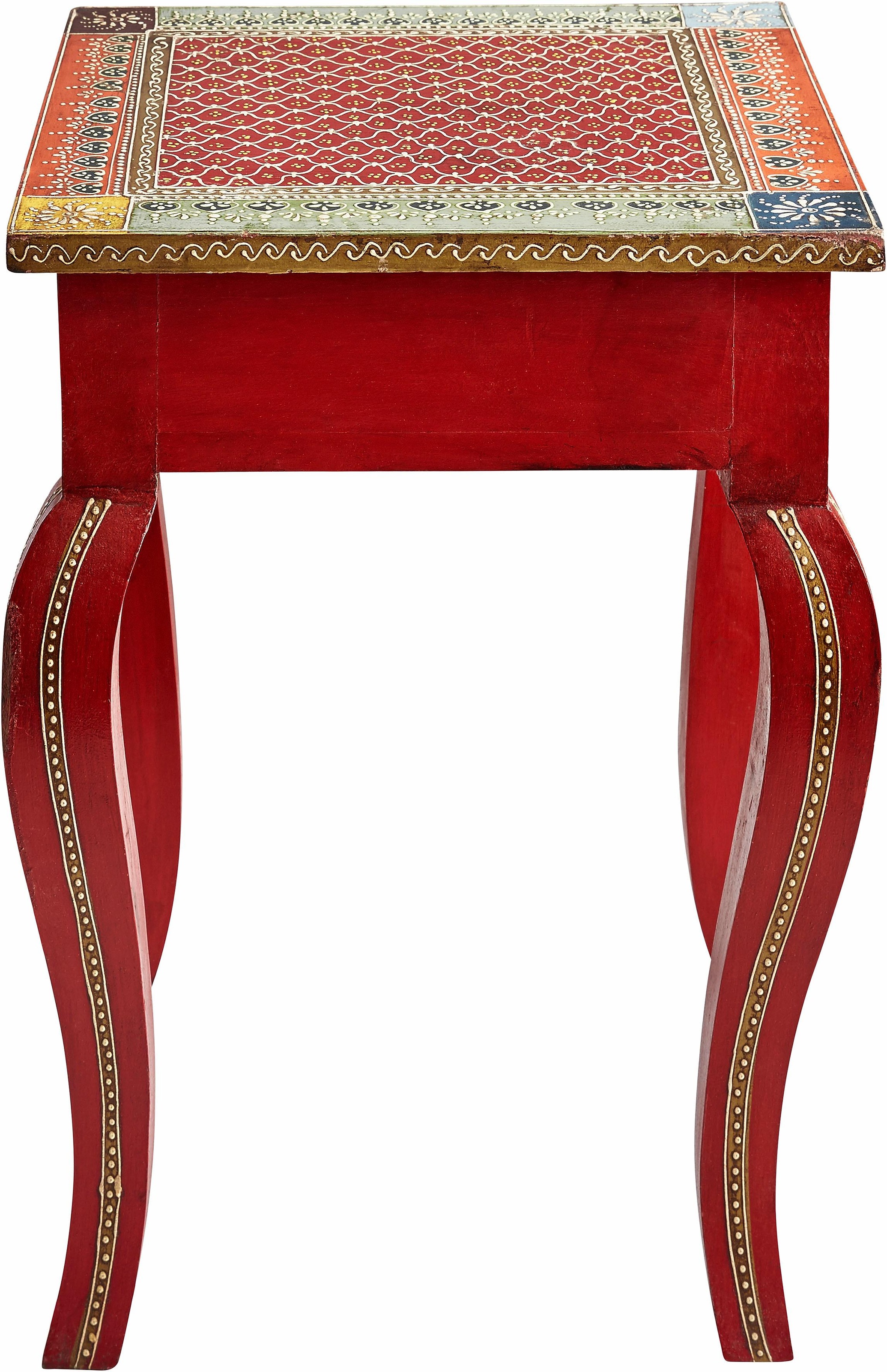 Beistelltisch OTTO HOME, bunt (rot, bunt), B:38cm H:53cm T:38cm, Tische, Beistelltisch, handgearbeitet und handbemalt 3