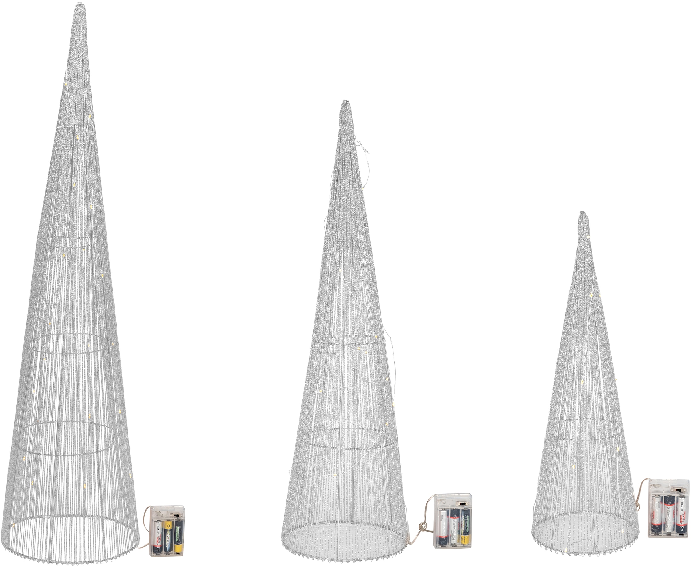 Star-Max LED Dekolicht »Pyramiden mit LED-Beleuchtung, Weihnachtsdeko, LED- Bäume«, 90 flammig-flammig, Effektvolle schimmernde Leucht Pyramiden in 3  Größen | BAUR