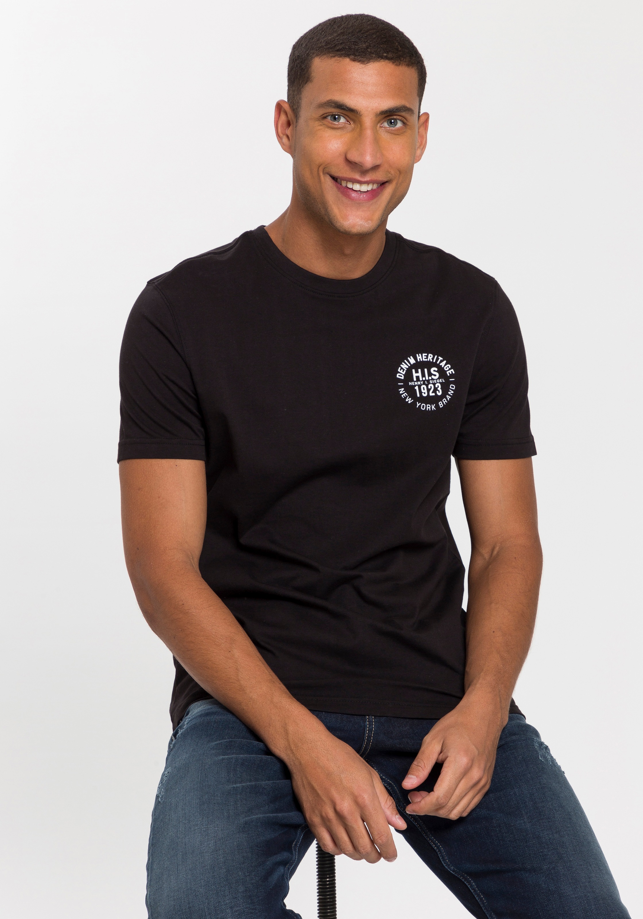 H.I.S T-Shirt Packung, 3er-Pack, 3 Stk. tlg. schmal geschnitten, bedrucktes günstig online kaufen