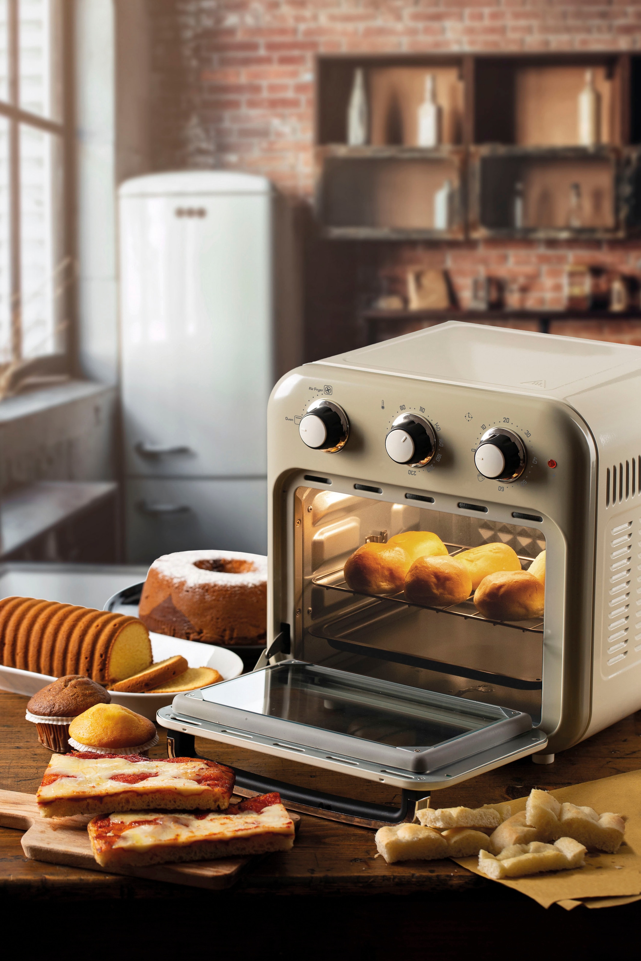 Ariete Heißluftfritteuse »4632CR«, 1400 W, Vintage Heißluft-Fritt., Backofen und Rotisserie in Einem, 16 L, cream